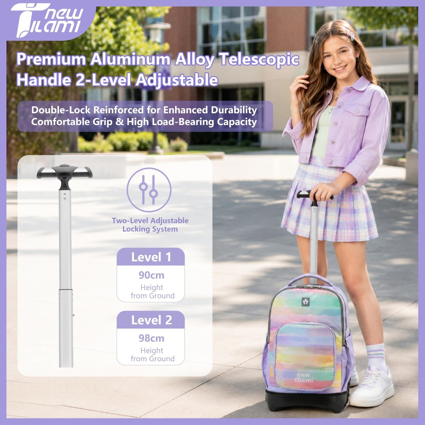 18 Inch Rolling Backpack with Lunch Bag for Kids   School Travel Bag for Boys &2