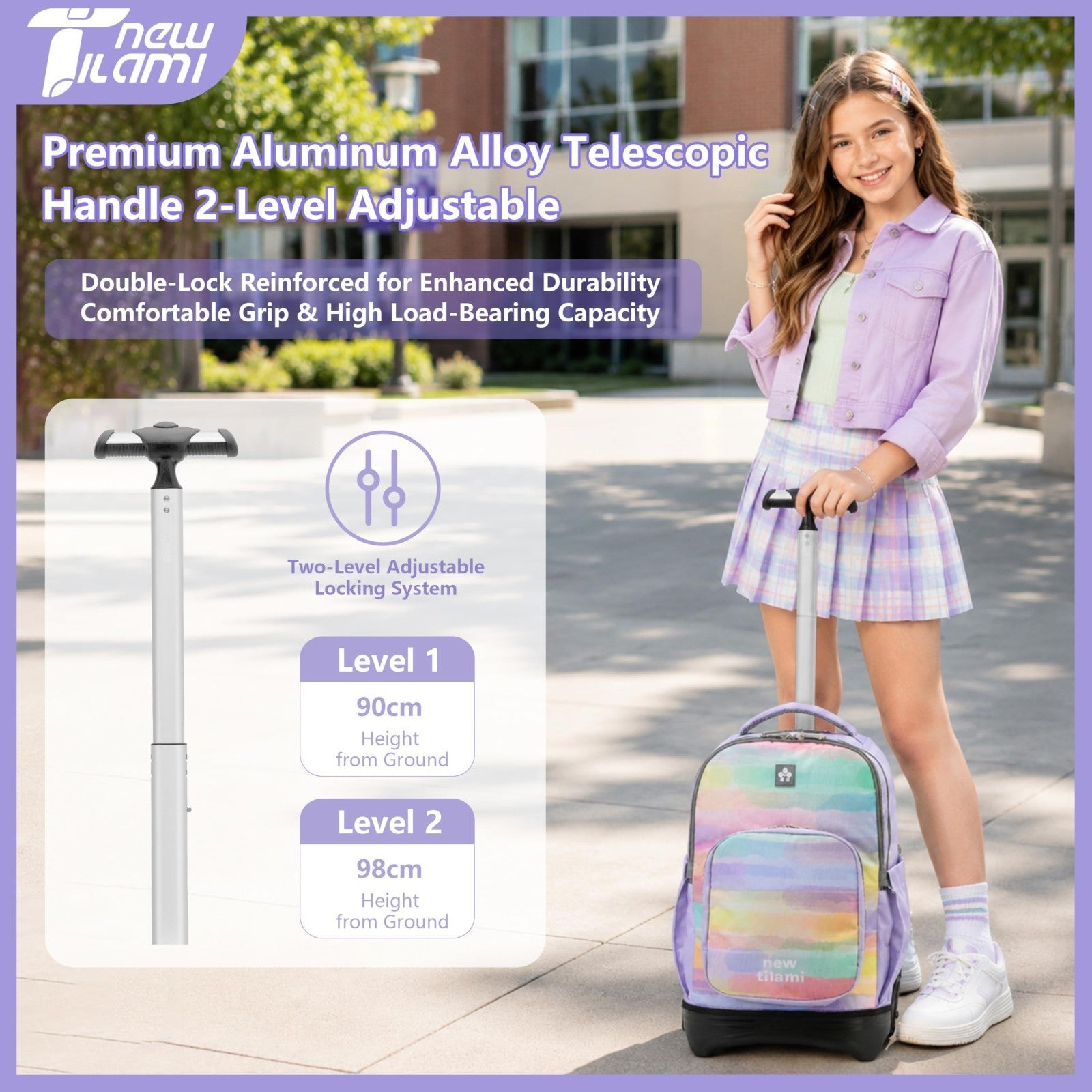 18 Inch Rolling Backpack with Lunch Bag for Kids   School Travel Bag for Boys &2