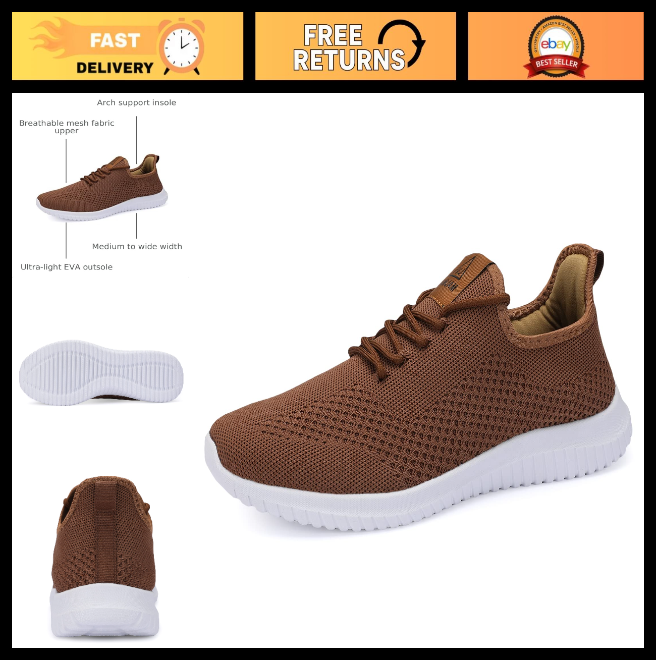 Lightweight Breathable Men's Running Shoes - Non-Slip Athletic Sneakers for Walk0