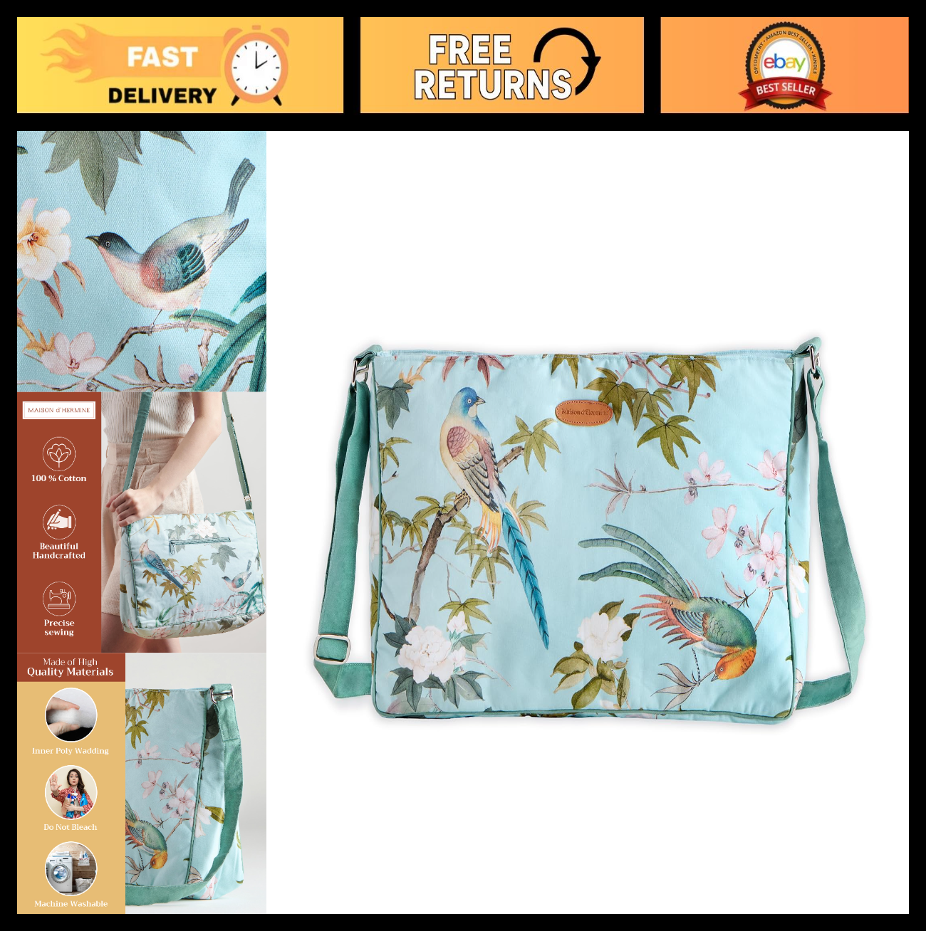 Stylish Cotton Shoulder Bag for Women   Versatile Handbag, Everyday Use, Fashion0