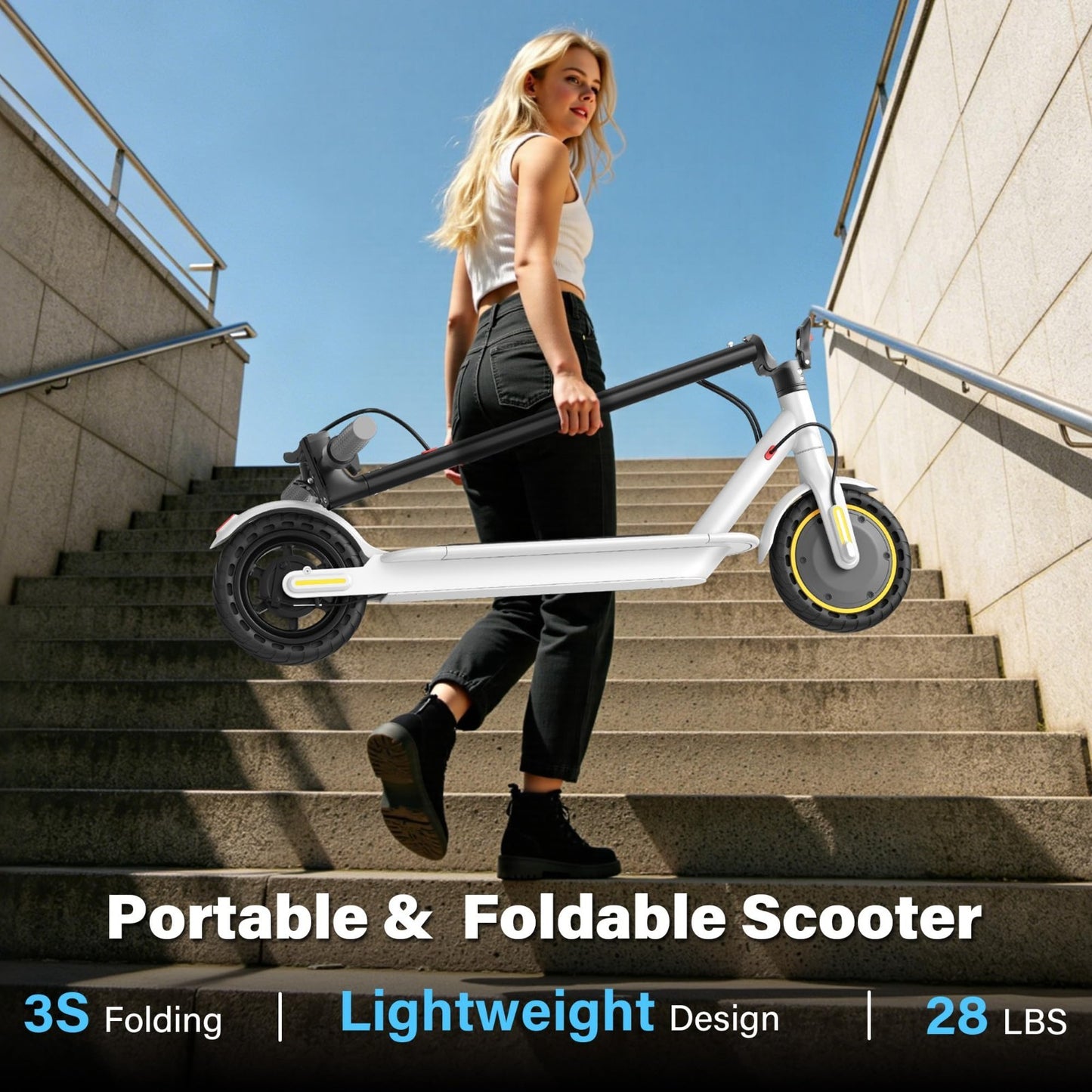 Electric Scooter 8.5''/10'' - 19/20MPH, 700/1000W Motor, 15/22 Miles Range, Port6