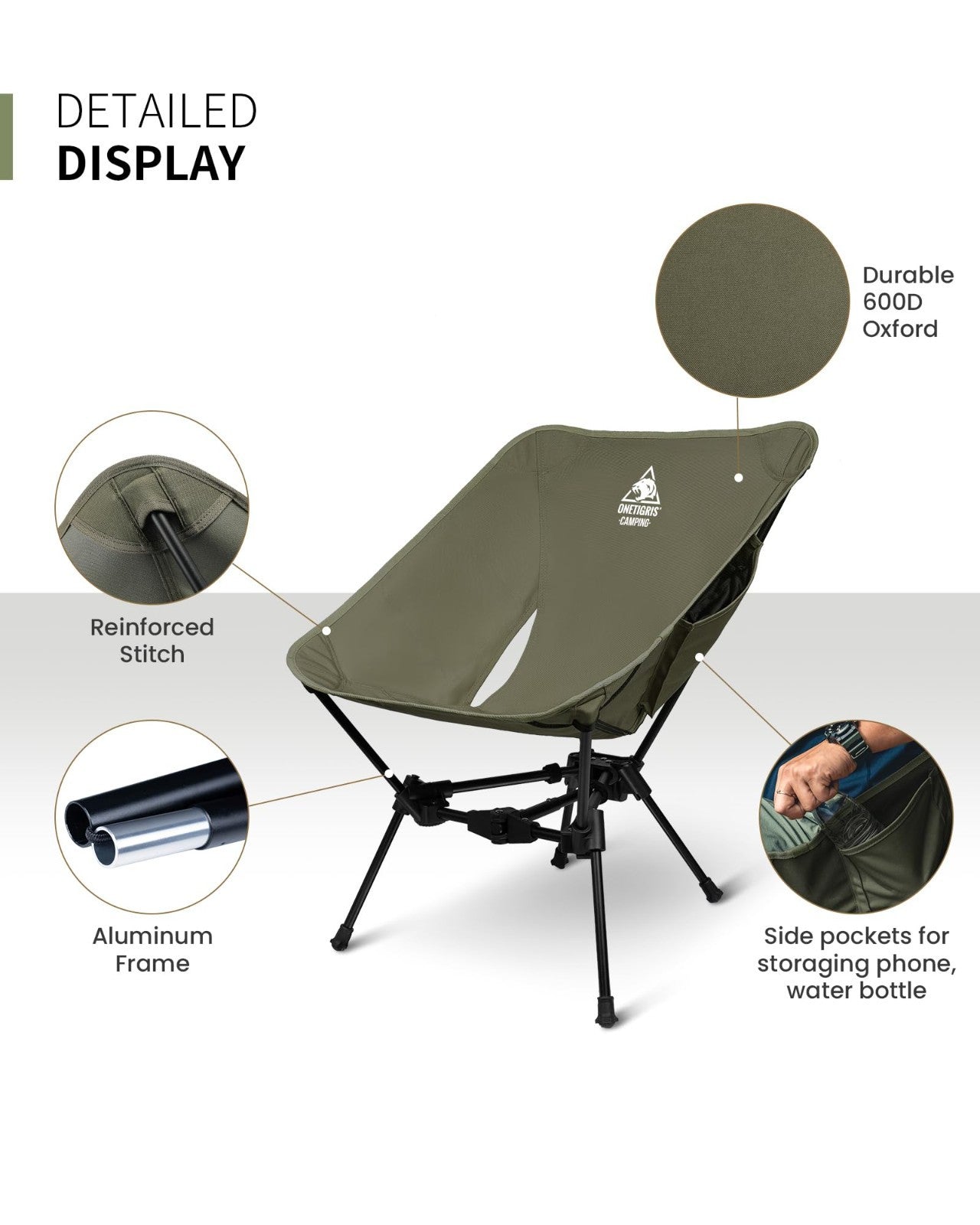 Lightweight Folding Camping Chair - Portable Backpacking Seat, 330 lbs Capacity3