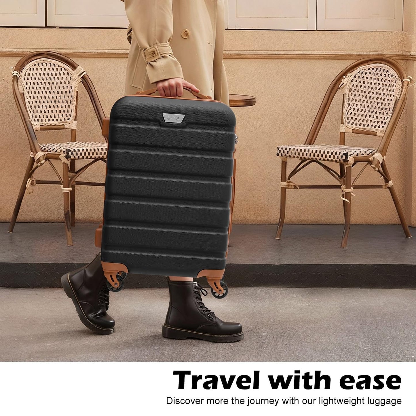 Lightweight 3-Piece Hardshell Luggage Set, 360° Spinner Wheels, TSA Lock, Aprico5