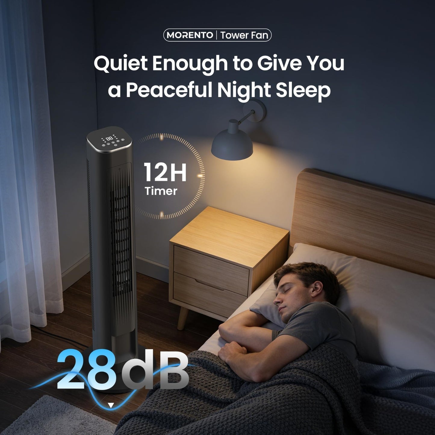 43" Smart Tower Fan   90° Oscillation, 12H Timer, 4 Modes, Quiet 28dB, Remote Co6