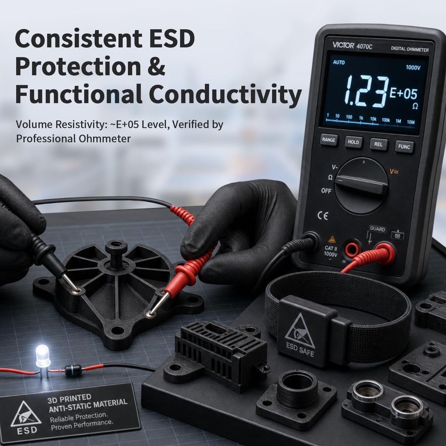 1kg Black Conductive PLA Filament 1.75mm - ESD Safe 3D Printing Wire for Sensors7