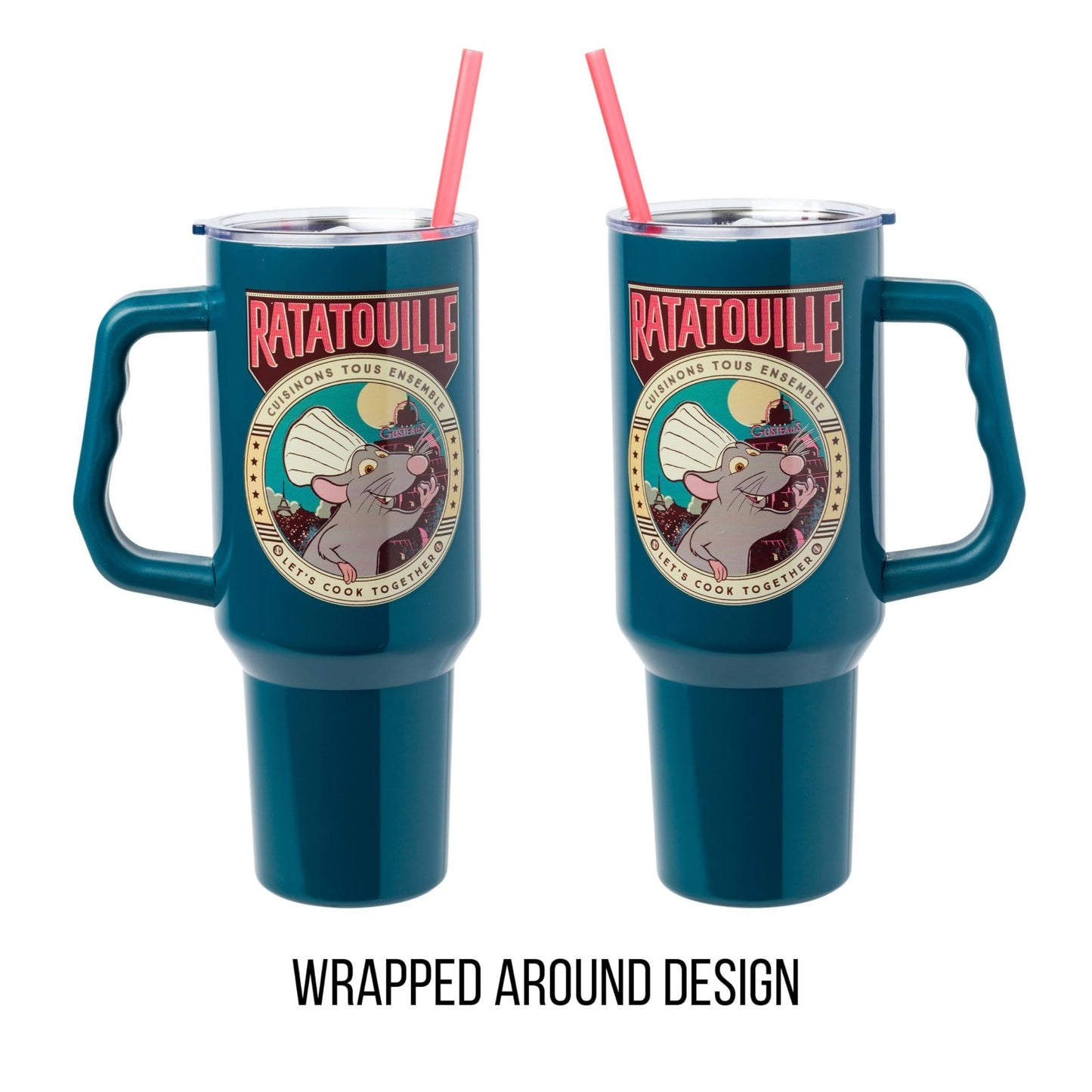 40oz Double Walled Stainless Steel Tumbler with Handle & Straw   Disney Pixar Re5