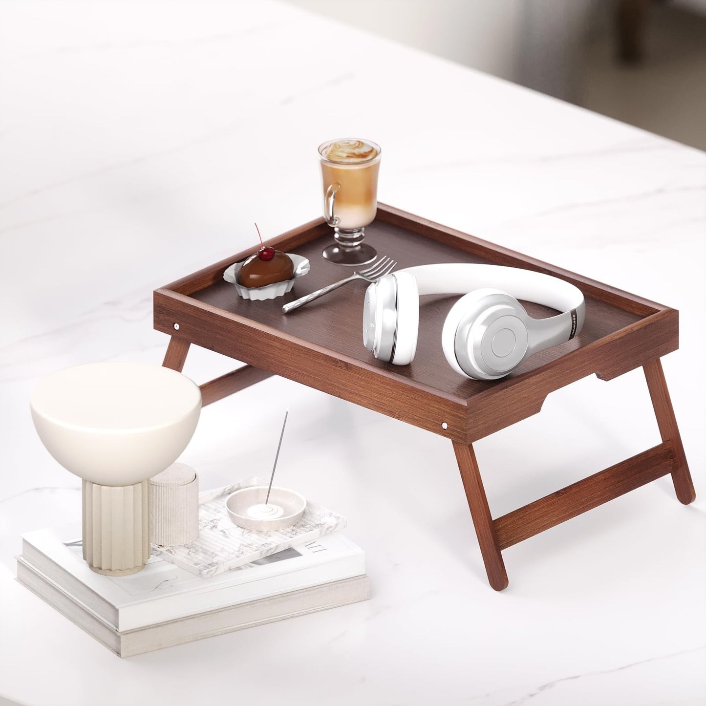2 Pack Bamboo Folding Bed Tray Tables - Versatile Breakfast & Laptop Trays3