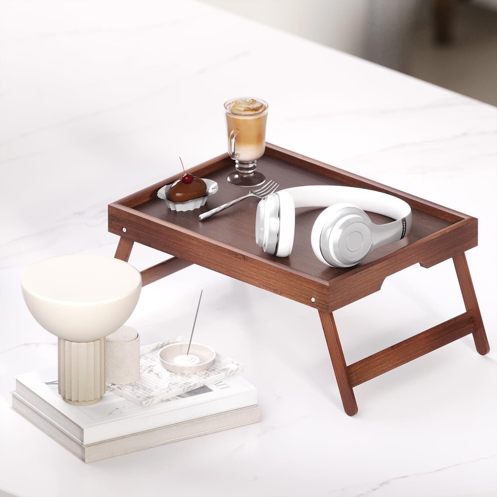 2 Pack Bamboo Folding Bed Tray Tables - Versatile Breakfast & Laptop Trays3