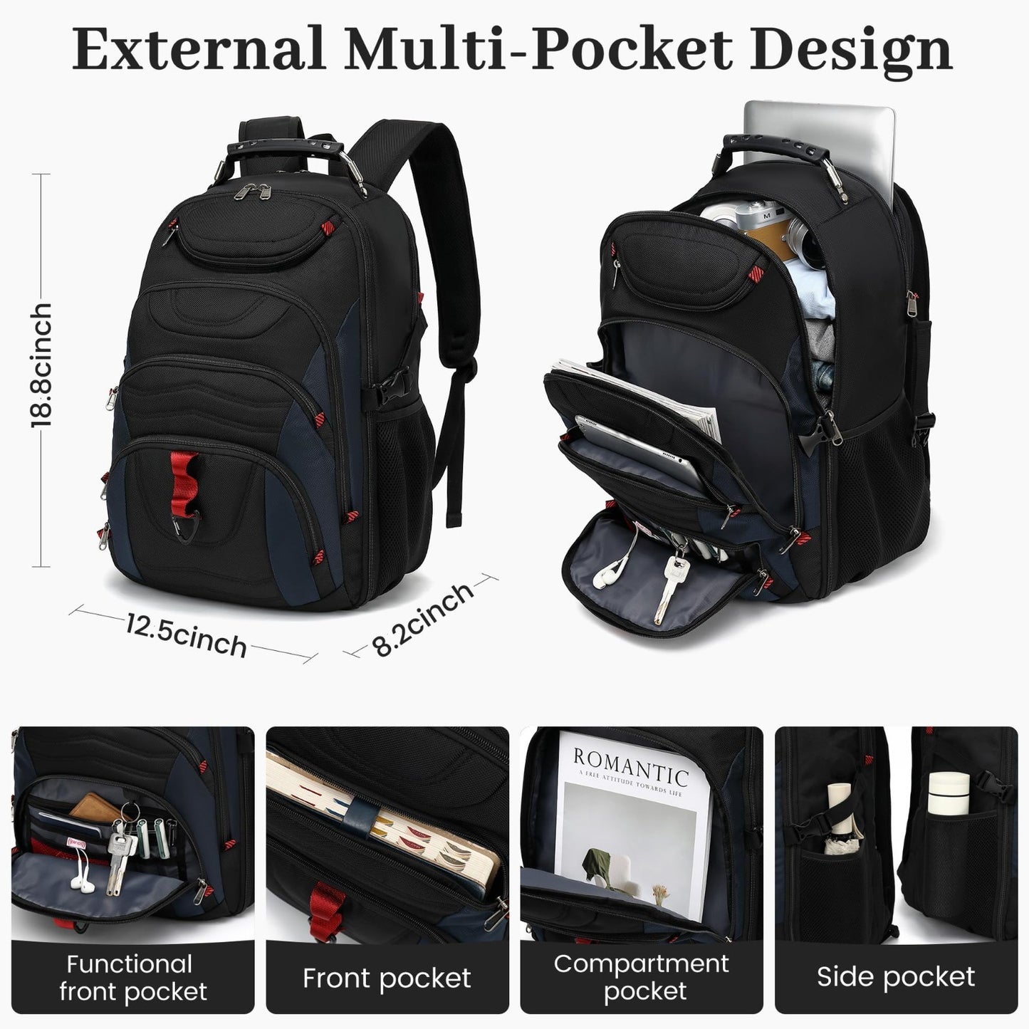 Large 55L Vacuum Seal Travel Backpack with Detachable Compression Bag, Waterproo8