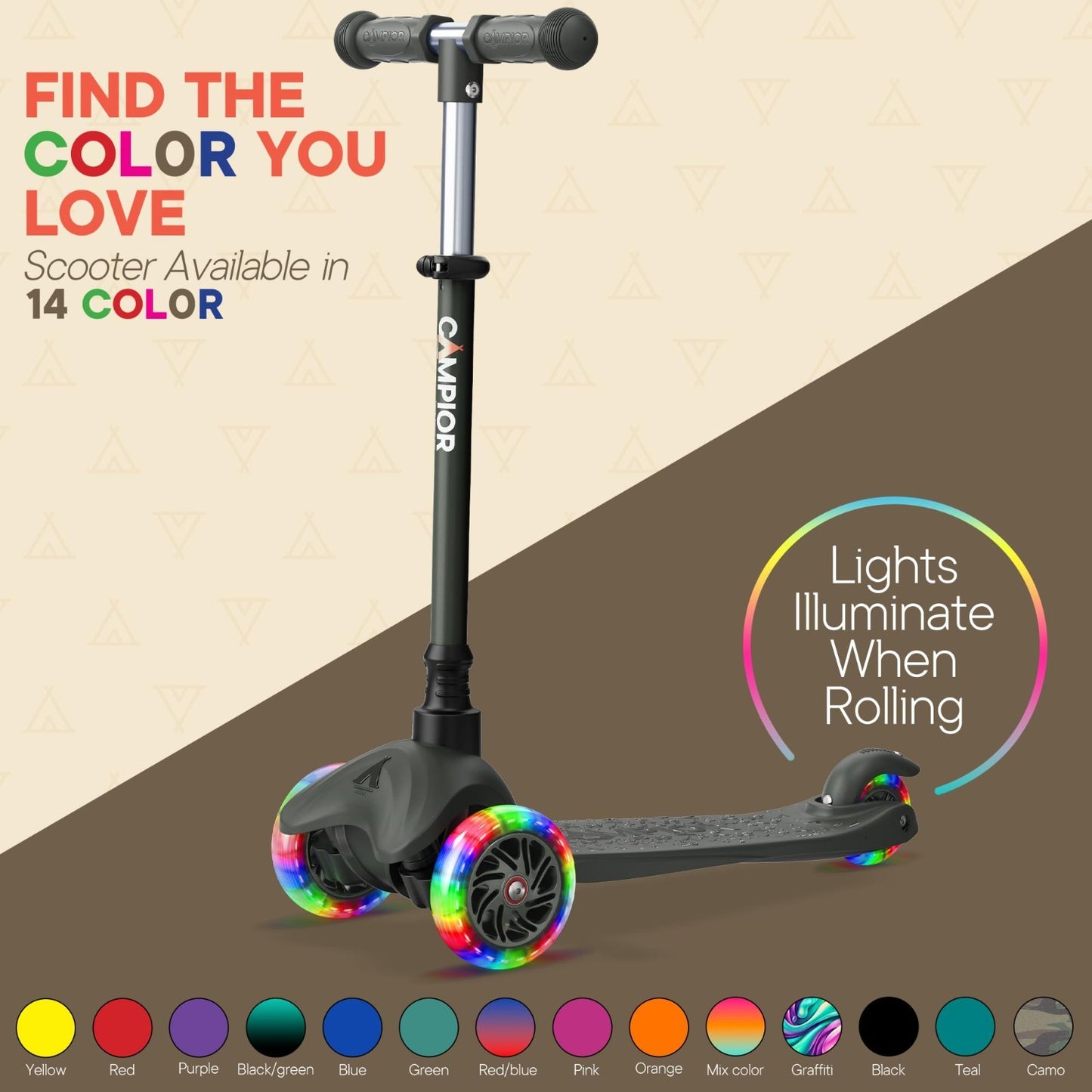 Mini 3-Wheel Kids Scooter - Lean-to-Steer, LED Light-Up Wheels, Adjustable Handl7