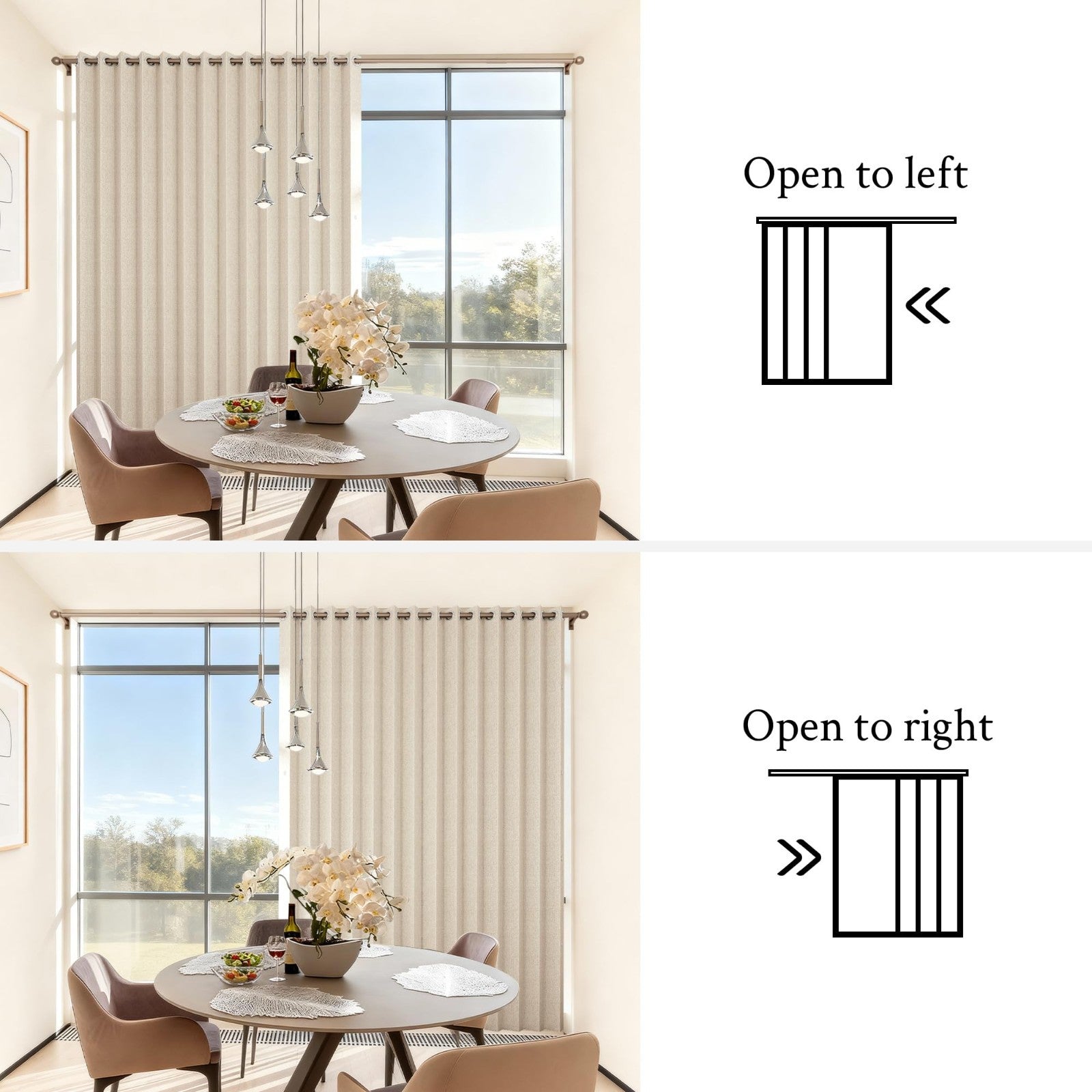 Accordion Door Curtains for Doorways, Privacy Fabric Panel, 1 Panel W100 x L84,6
