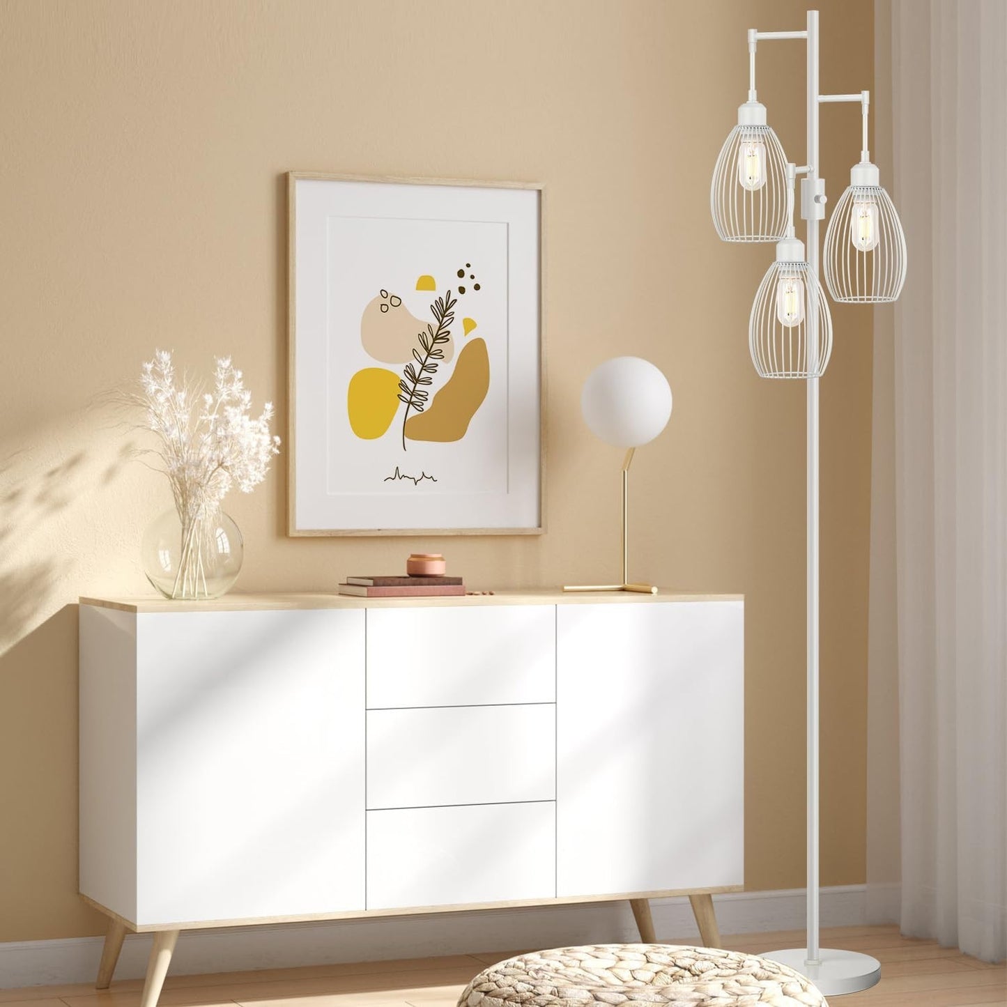 Dimmable Floor Lamp with 3 LED Edison Bulbs, Industrial Teardrop Design for Home5