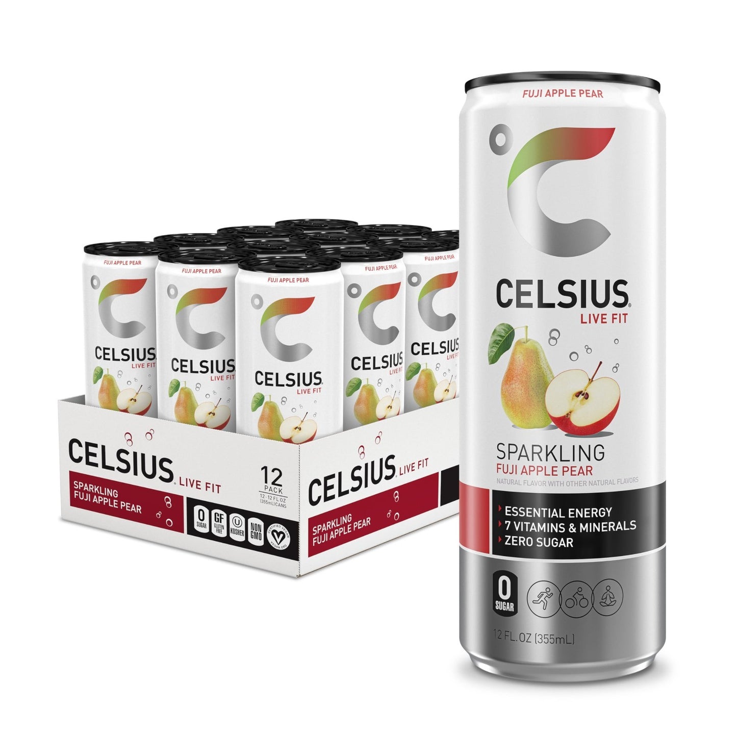 Sugar Free Sparkling Energy Drink   Fuji Apple Pear Flavor, 12 Fl Oz, 12 Pack1