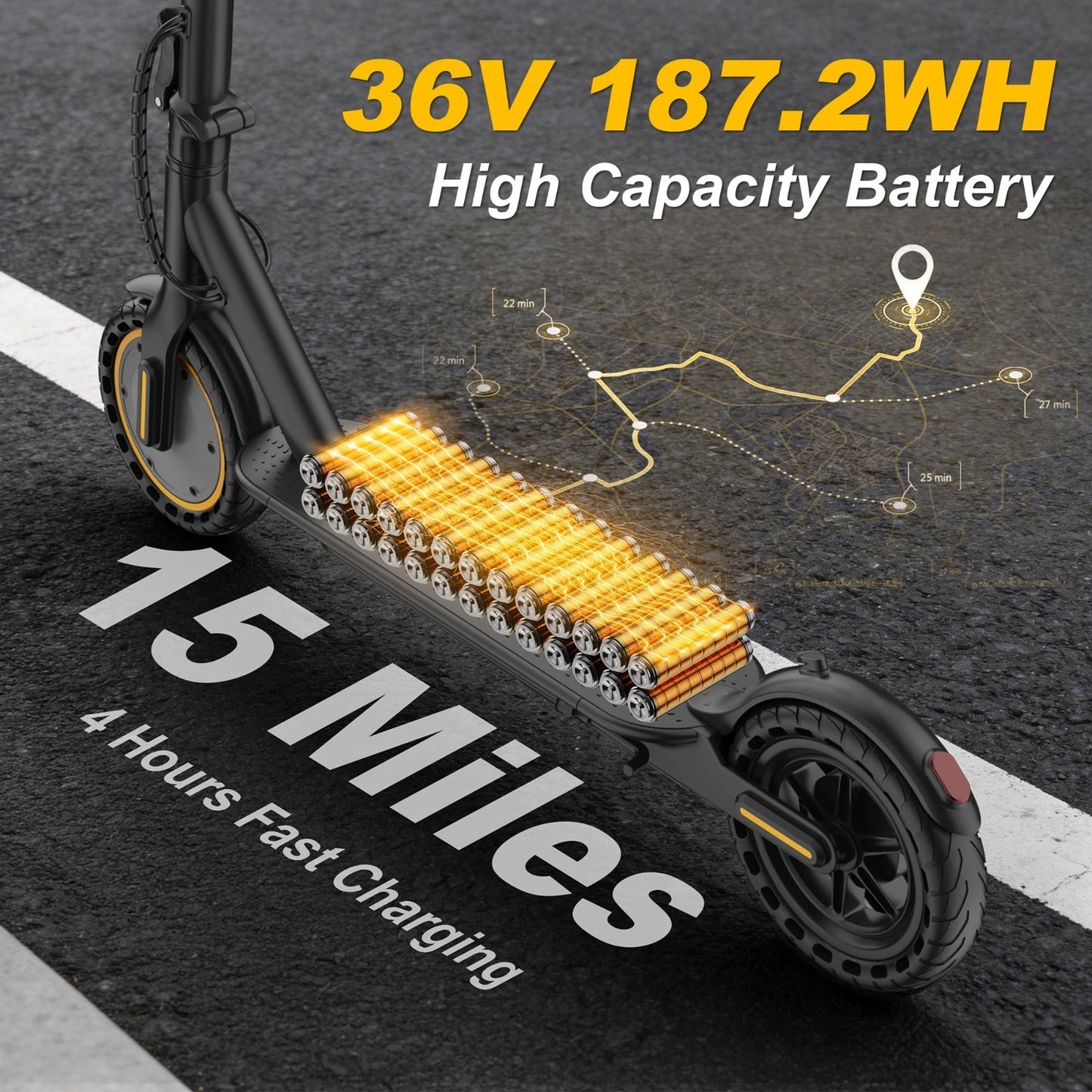 Powerful Electric Scooter 500W Motor, 19MPH Speed, 16-27 Miles Range, Folding E-3
