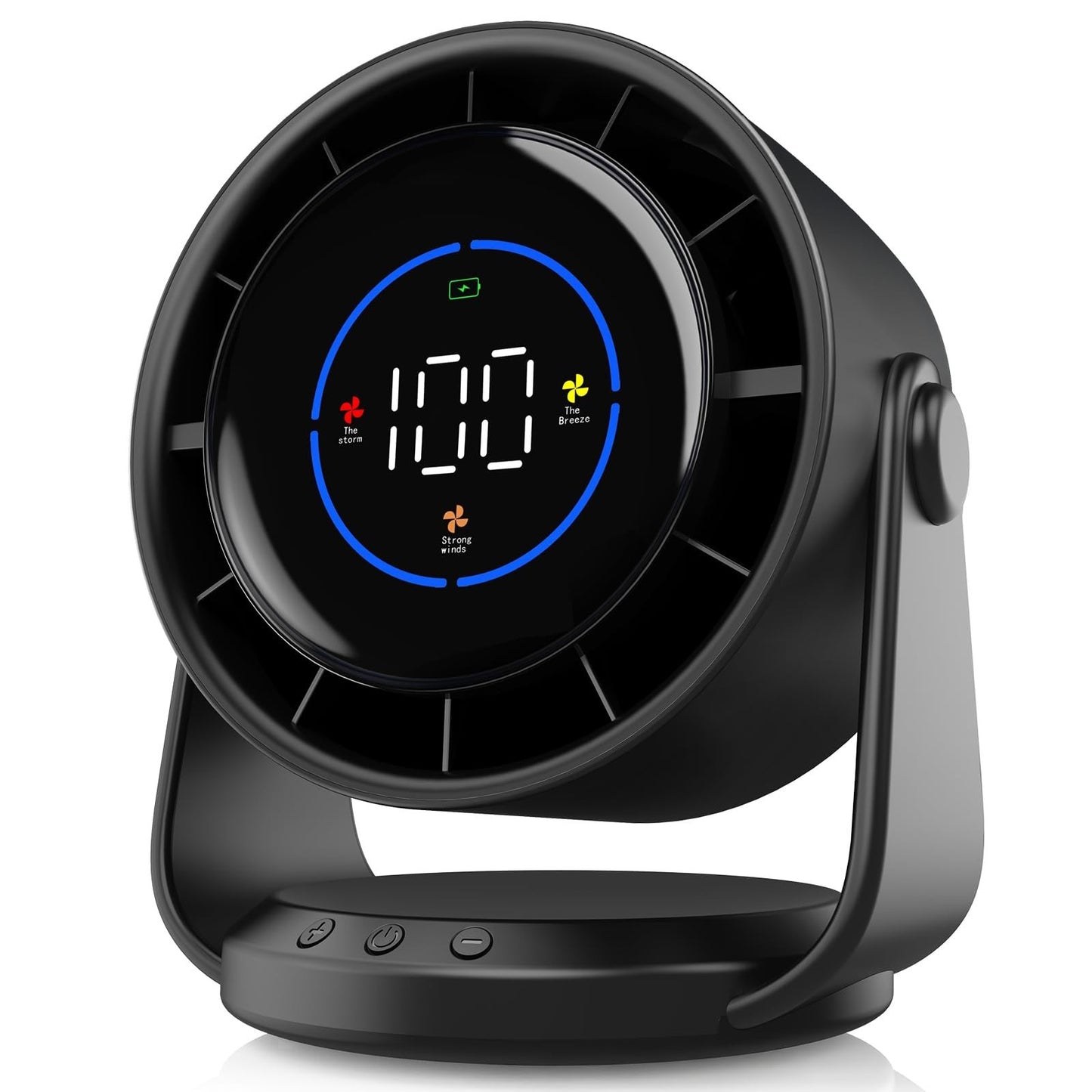 Turbo Desk Fan   100 Speed Digital Display, Low Noise, Adjustable Tilt, 7.5" Rec1