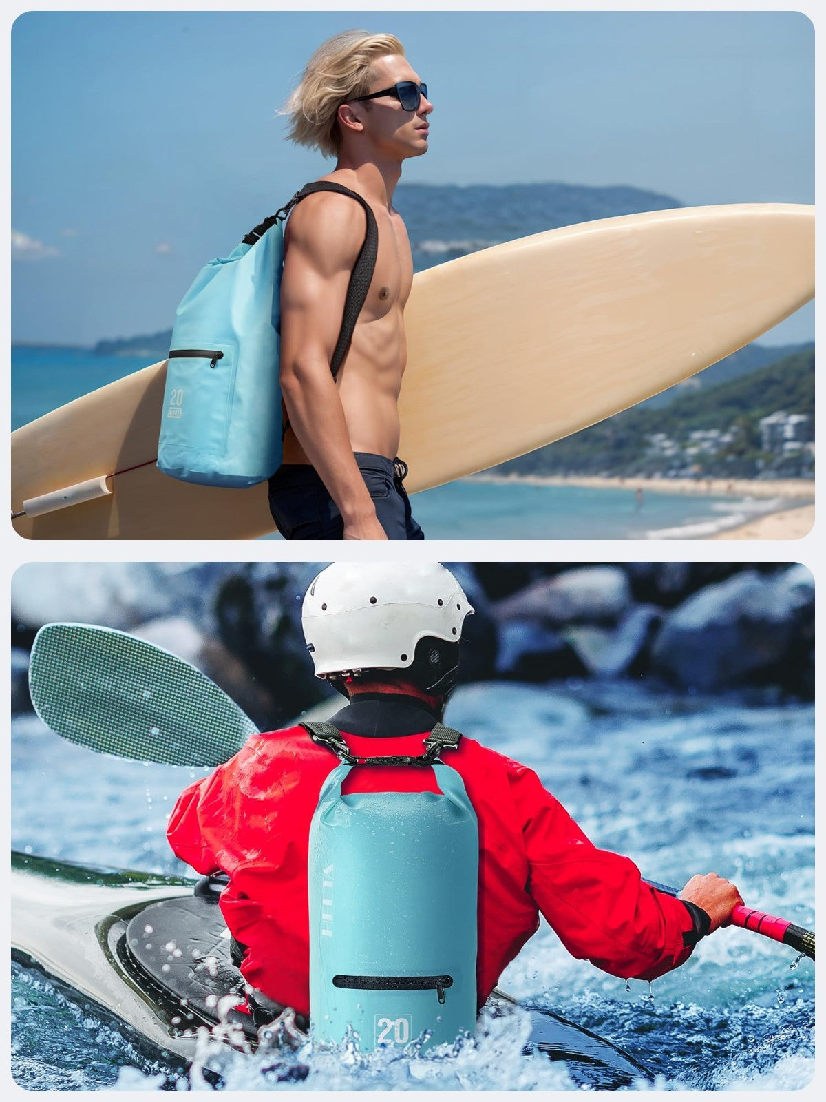 Waterproof Dry Bag with Zipper Pocket - Lightweight Roll Top Storage for Travel,4