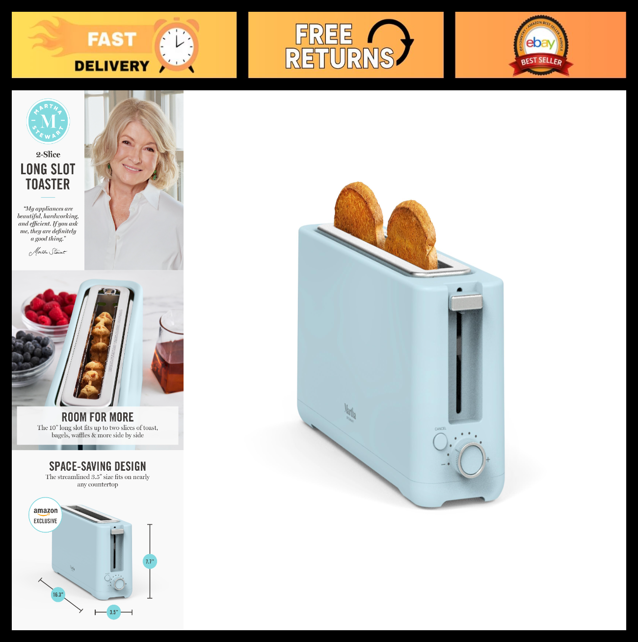 Extra Wide 2-Slice Long Slot Toaster for Sourdough & Bagels, 10 Shade Settings,0