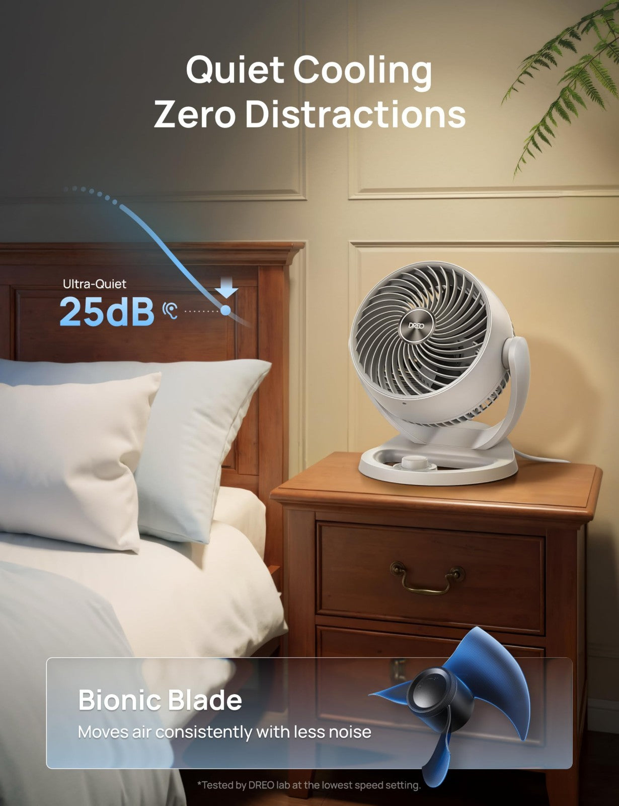 12" Quiet Table Fan   70ft Airflow, 120° Tilt, 3 Speeds, Desktop Circulator for6