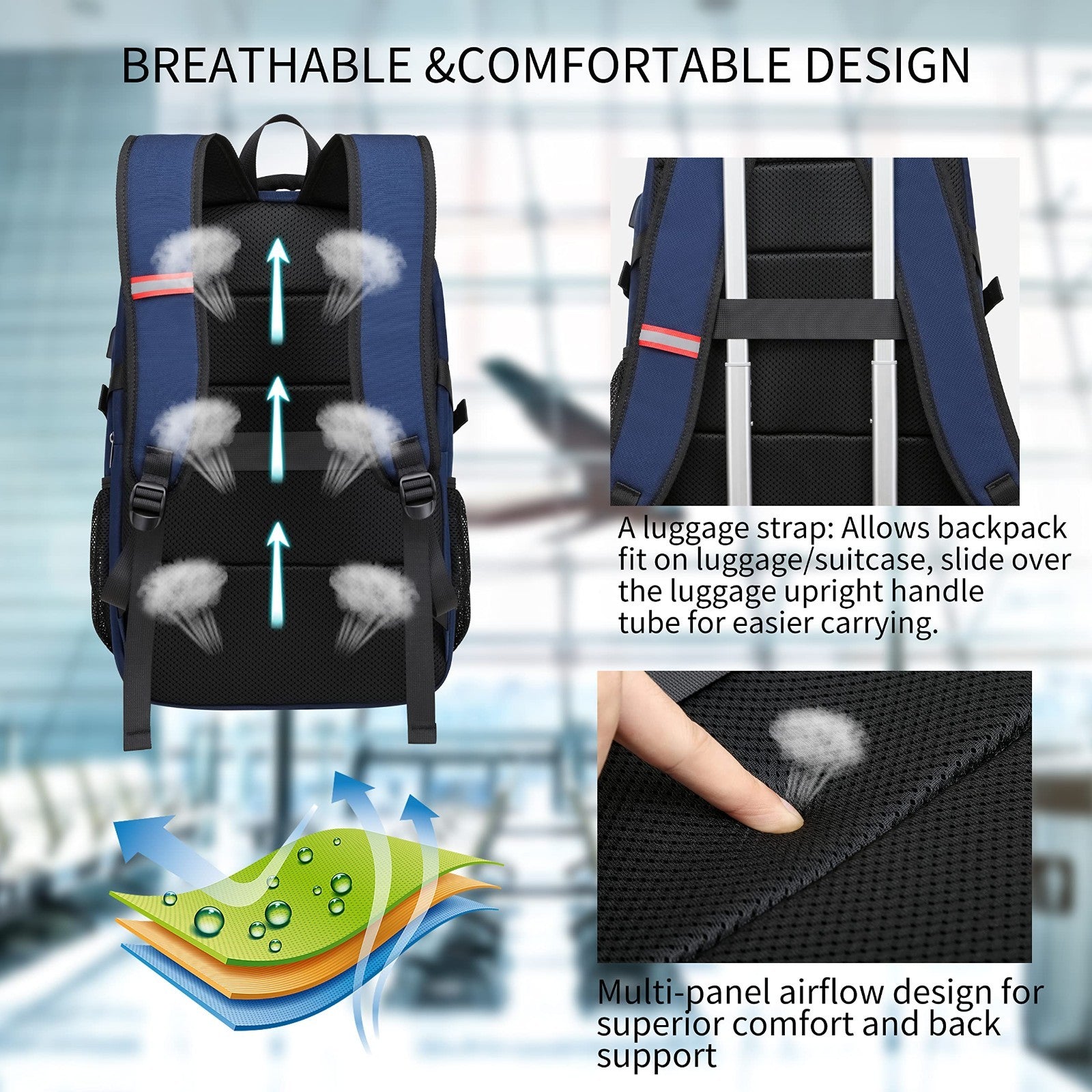 Spacious College Backpack for Men & Teens   17.3" Laptop Compartment, USB Port,4