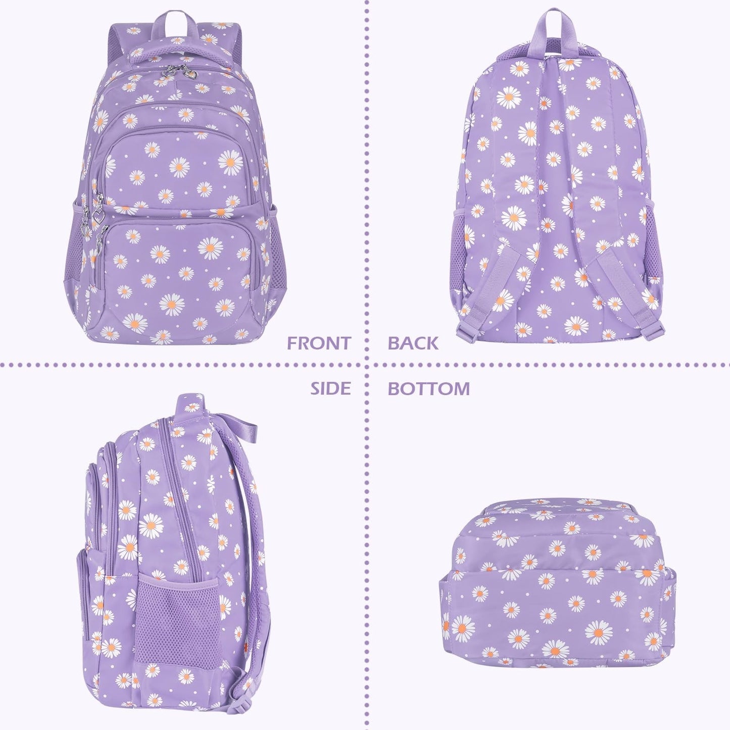 Daisy Printed Girls Backpack Set   3PC with Lunch Box & Pencil Case, Lightweight5