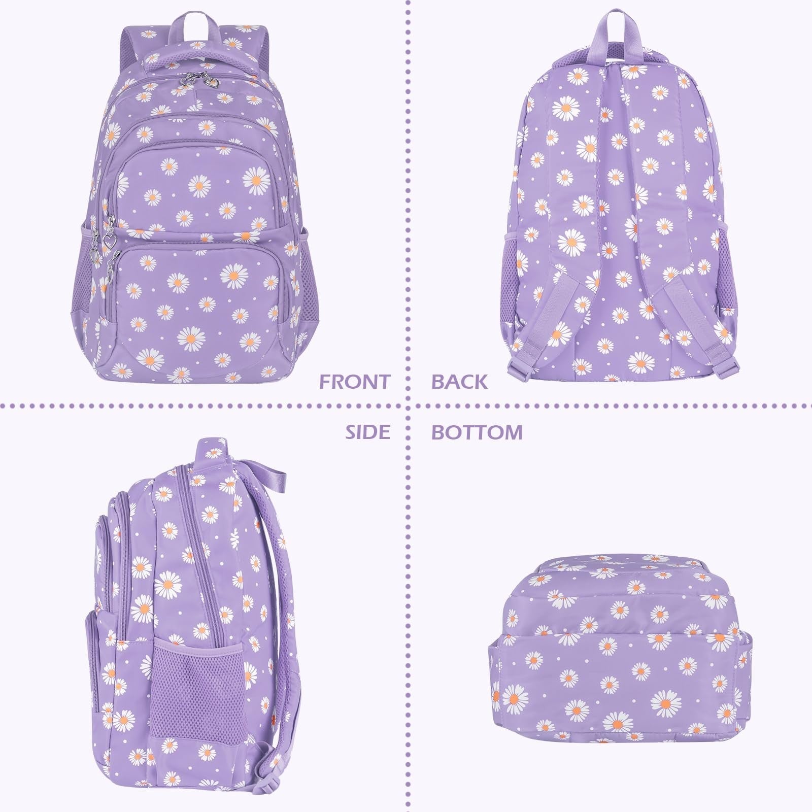 Daisy Printed Girls Backpack Set   3PC with Lunch Box & Pencil Case, Lightweight5