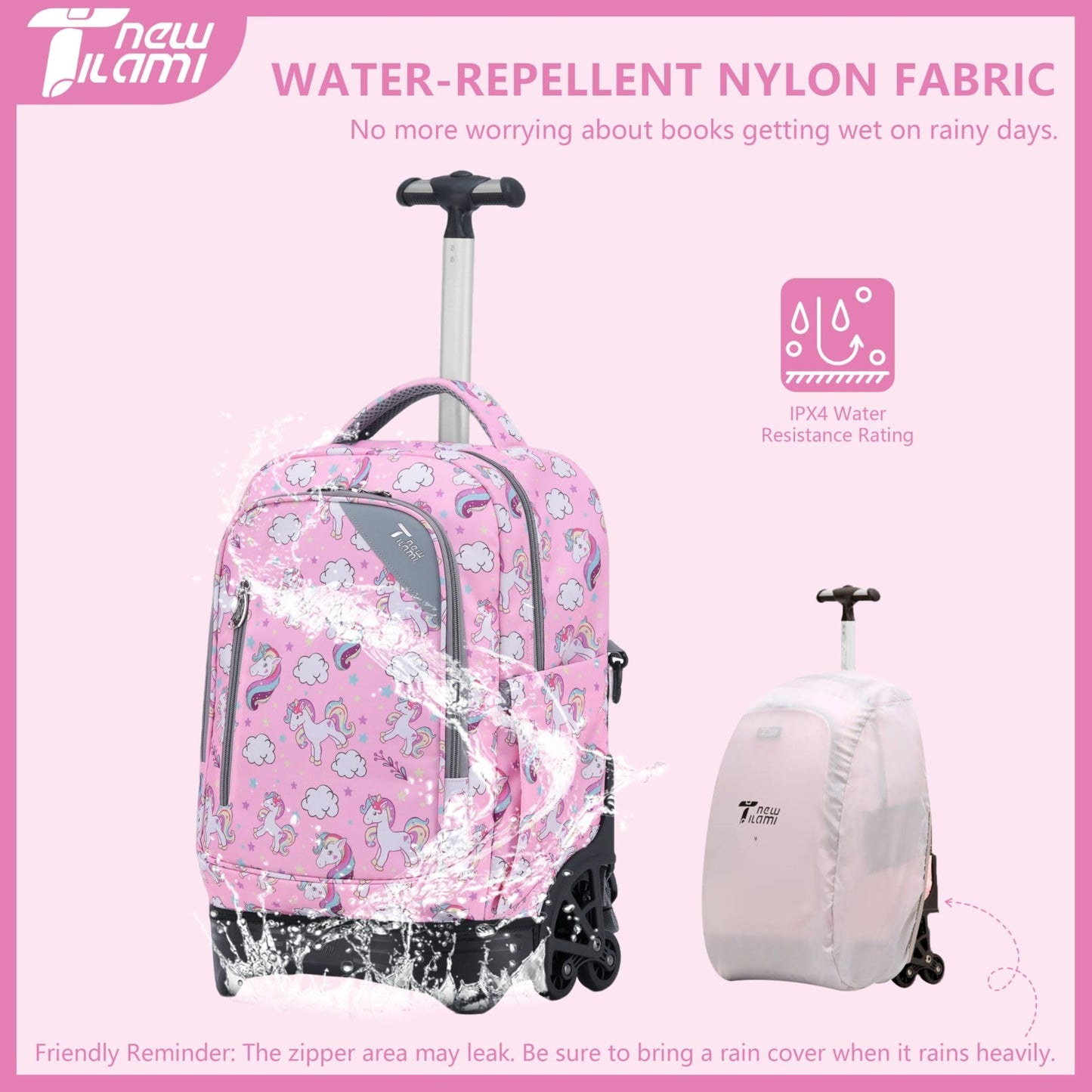 18" Rolling Backpack with Lunch Bag for Kids, School, Travel, Girls & Boys7