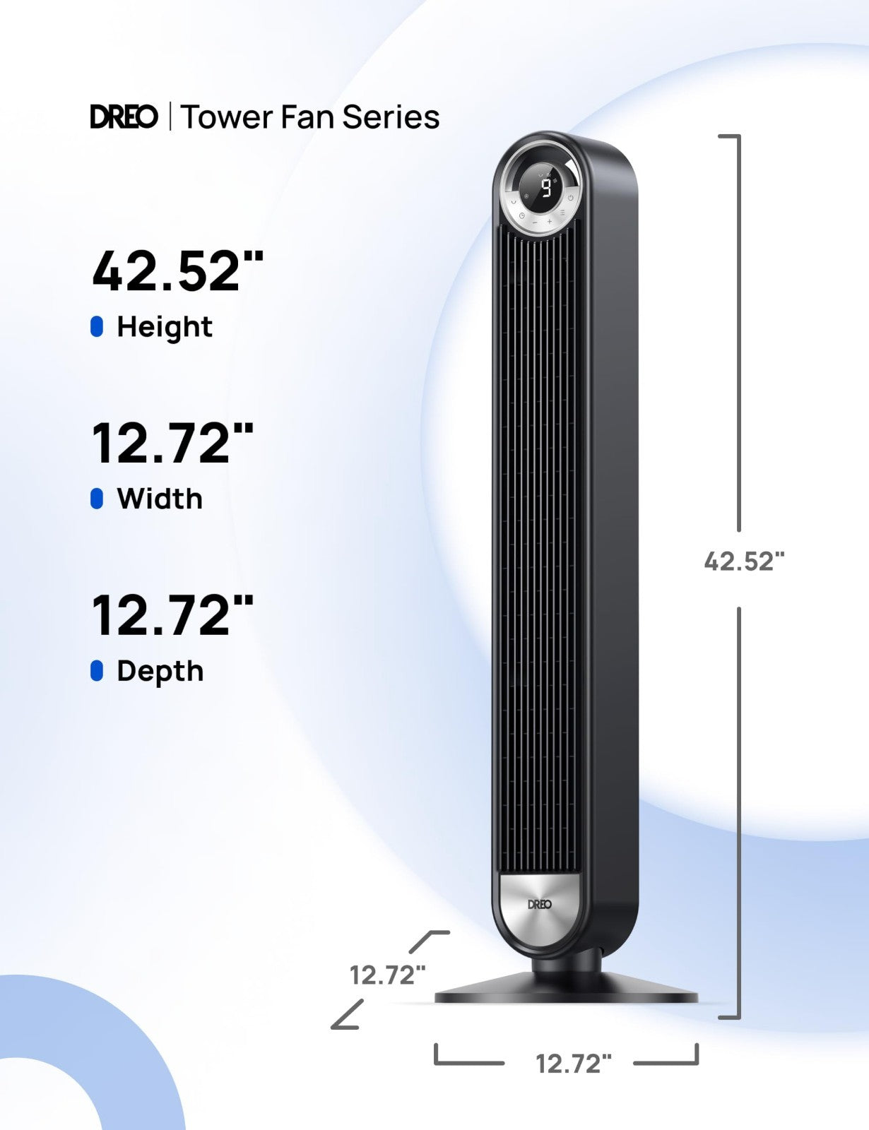 Bladeless Tower Fan with 9 Speeds, 90° Oscillation, 20dB Quiet, 12H Timer   Idea2