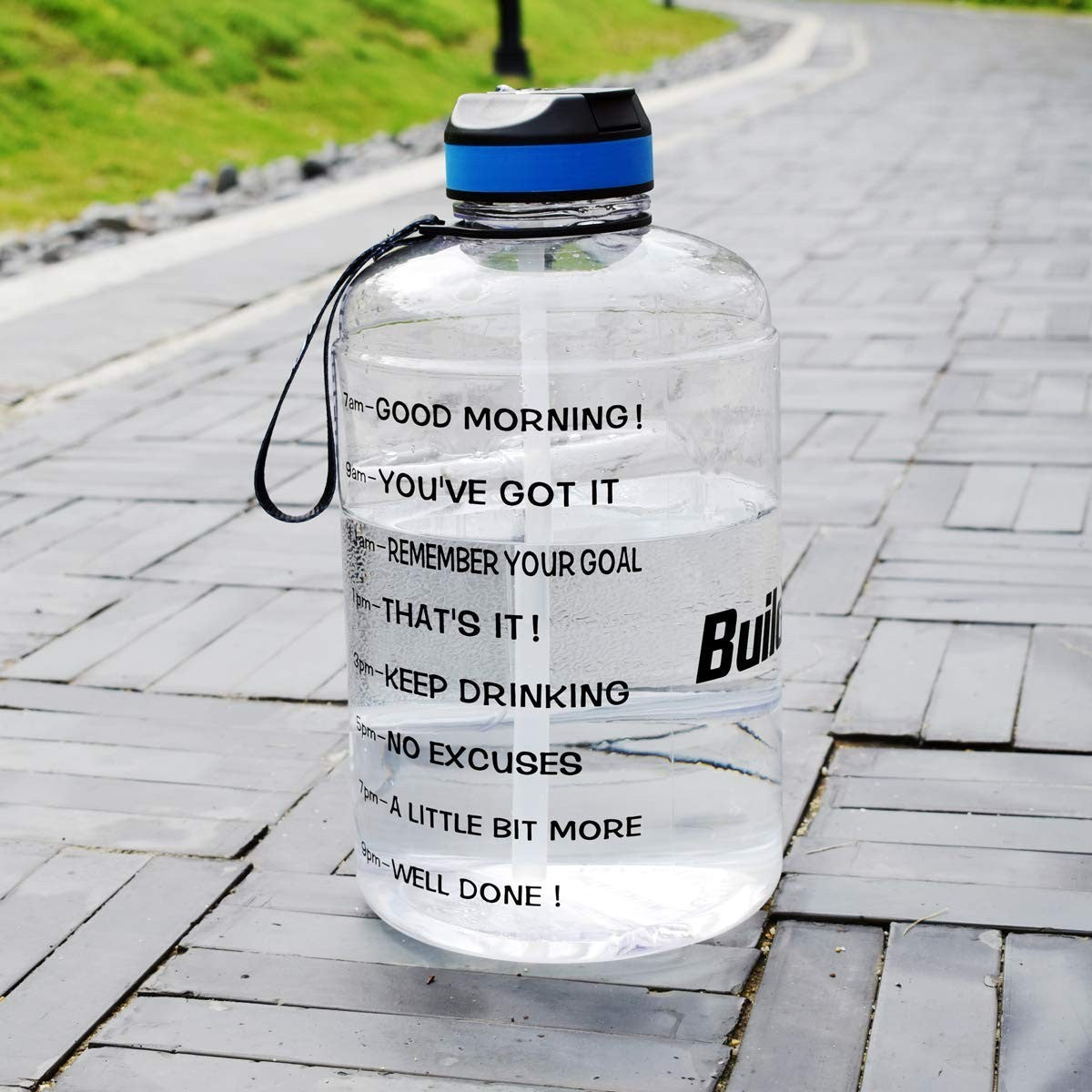1 Gallon Motivational Water Bottle with Time Marker & Straw - BPA Free, Leak Pro3