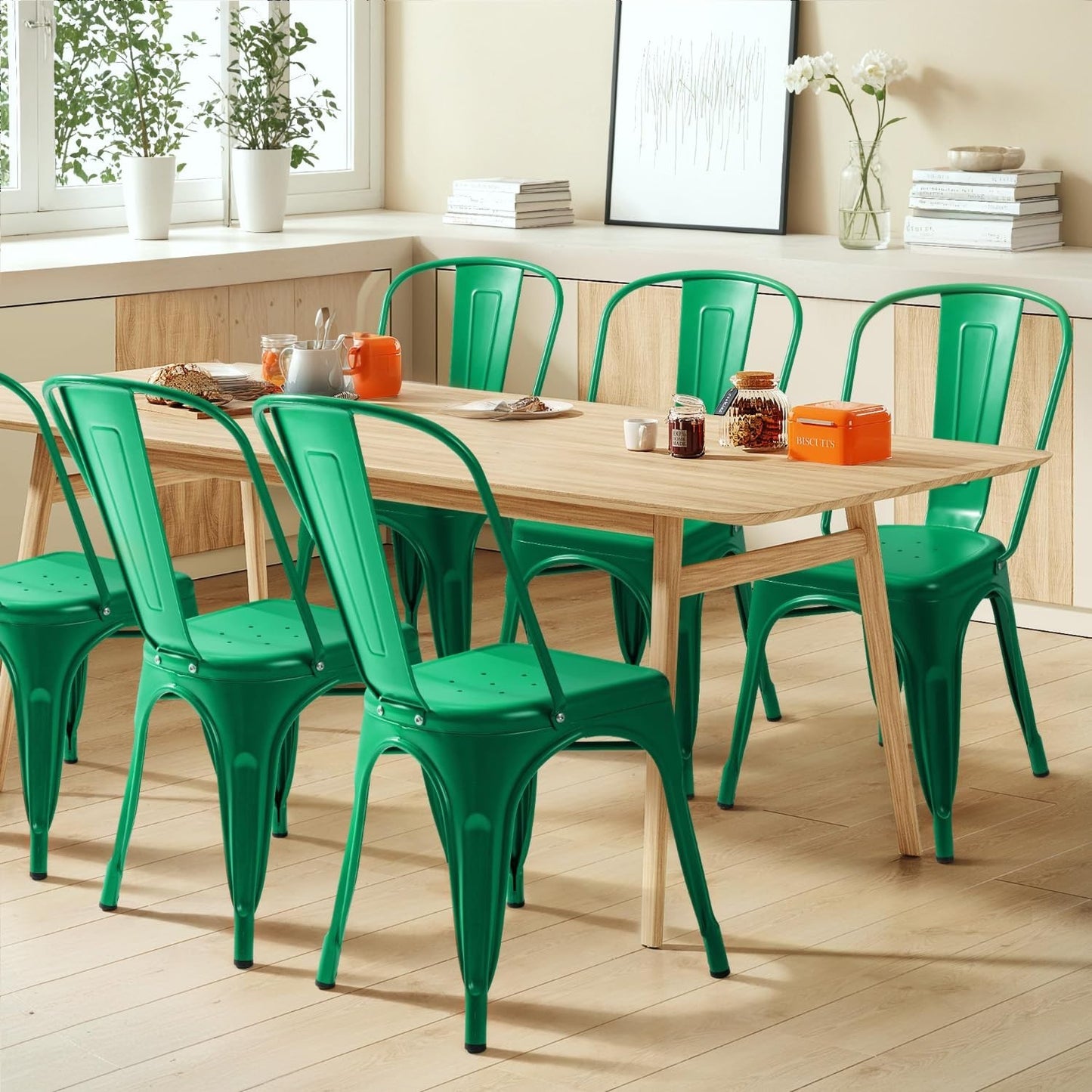 Stackable Metal Dining Chairs Set of 4   Indoor Outdoor Bistro Cafe Side Chairs2