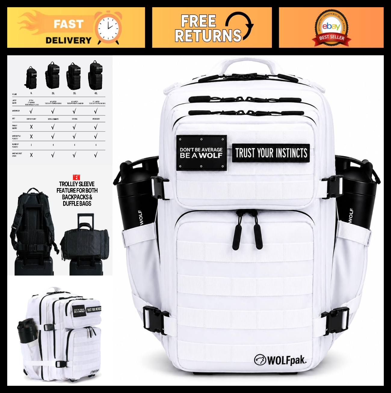 Durable 35L Waterproof Gym Backpack, MOLLE Webbing, Laptop Pocket, Athletic Gear0