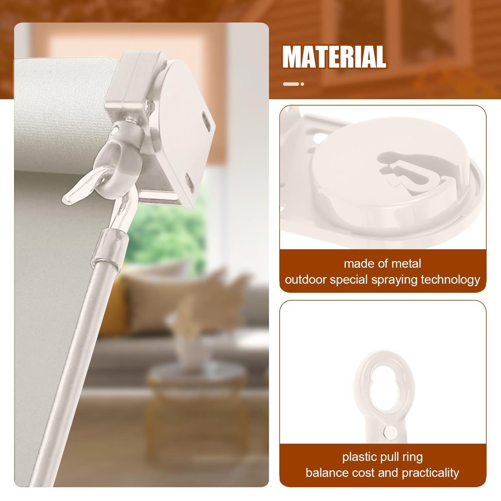 Cordless Crank Kit for Roller Blinds, Outdoor Shade Mounting Bracket, Sun Shade6