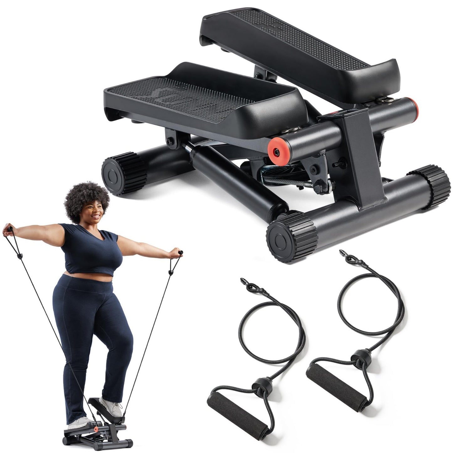 Mini Stair Stepper with Resistance Bands for Home Gym | Full Body Cardio, Adjust1