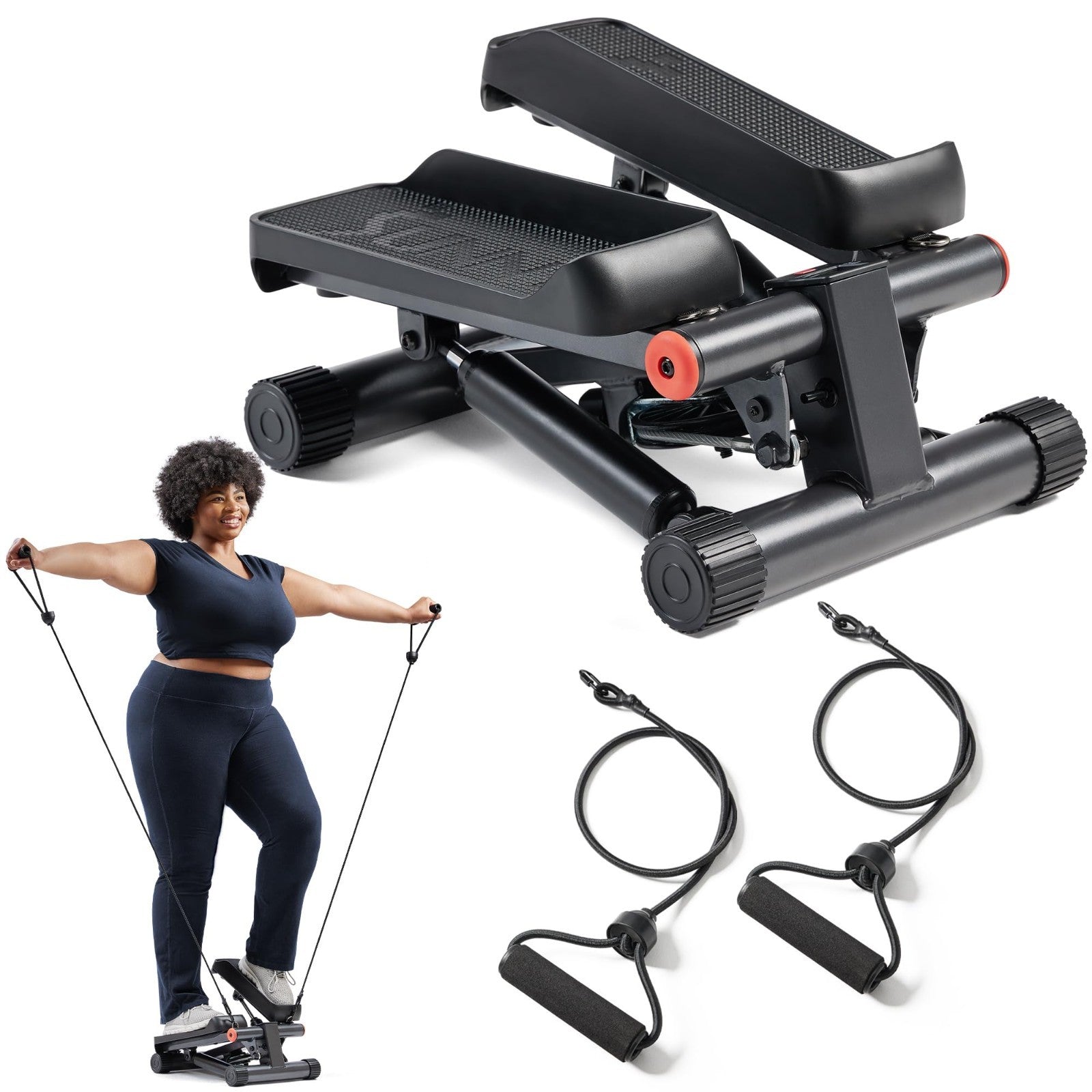 Mini Stair Stepper with Resistance Bands for Home Gym | Full Body Cardio, Adjust1