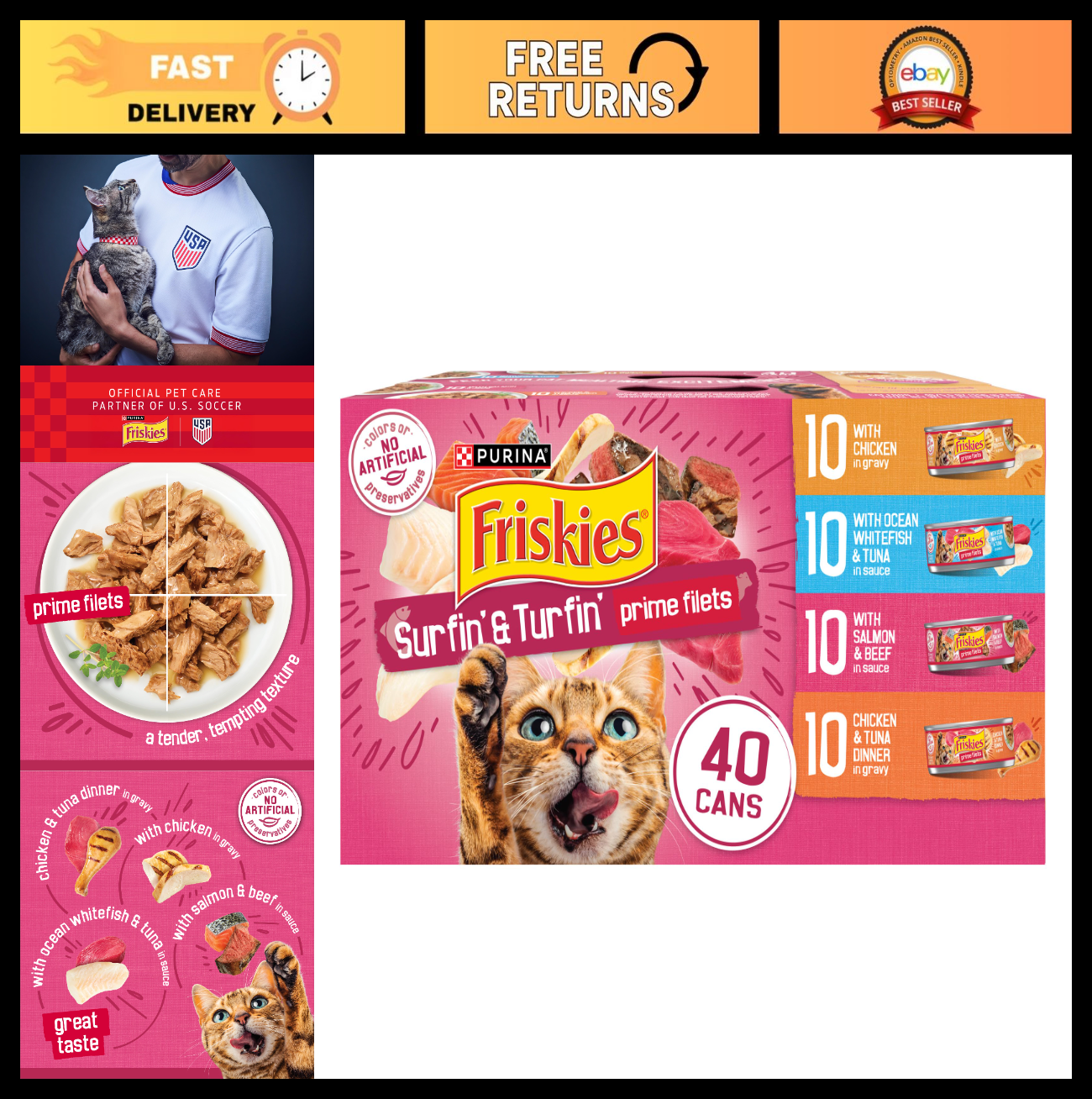 Prime Filets Cat Food Variety Pack   40 Cans, 5.5 oz   Gourmet Wet Cat Food0