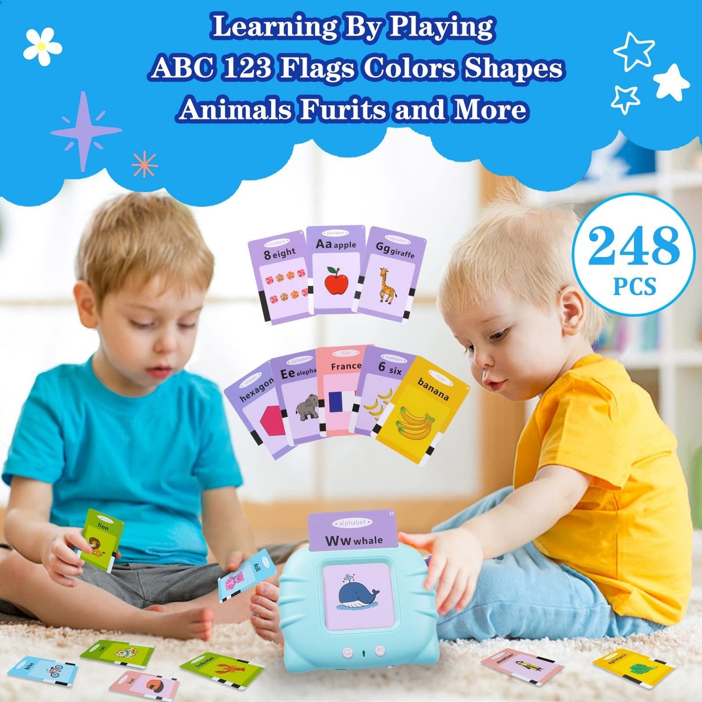 ABC Talking Flash Cards for Toddlers 2-4, Autism & Speech Therapy Educational To5