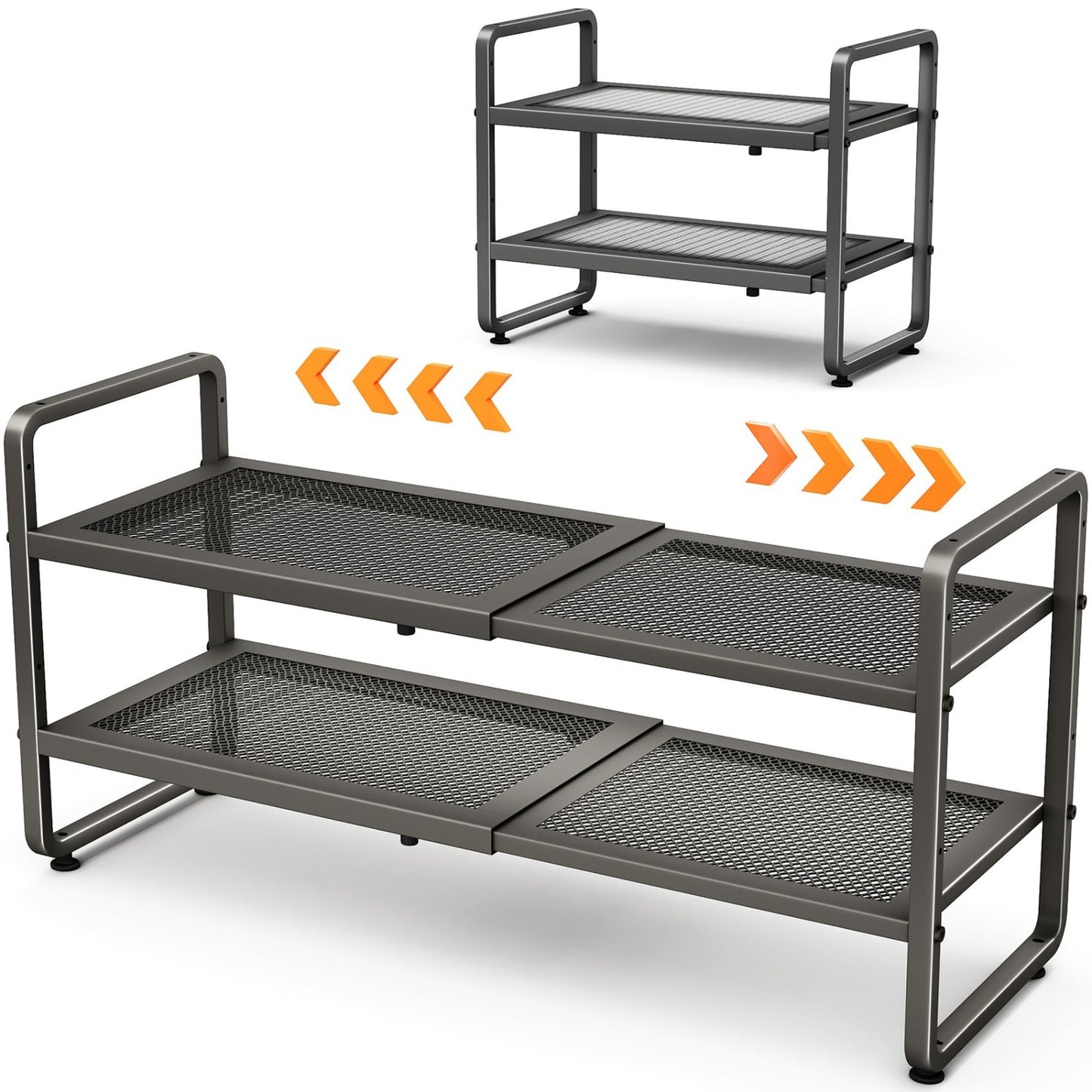 Expandable Shoe Rack Organizer   Adjustable Metal Storage Shelf, Stackable 2 Tie8