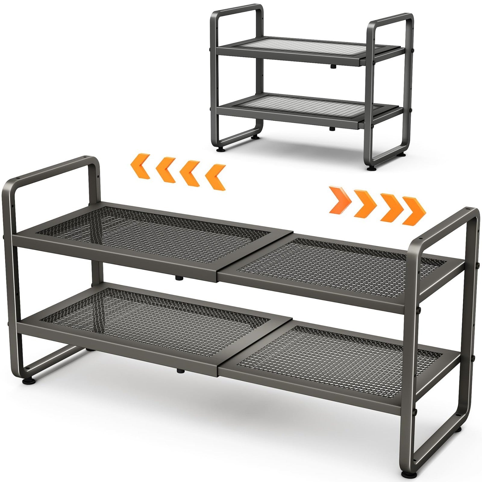 Expandable Shoe Rack Organizer   Adjustable Metal Storage Shelf, Stackable 2 Tie8