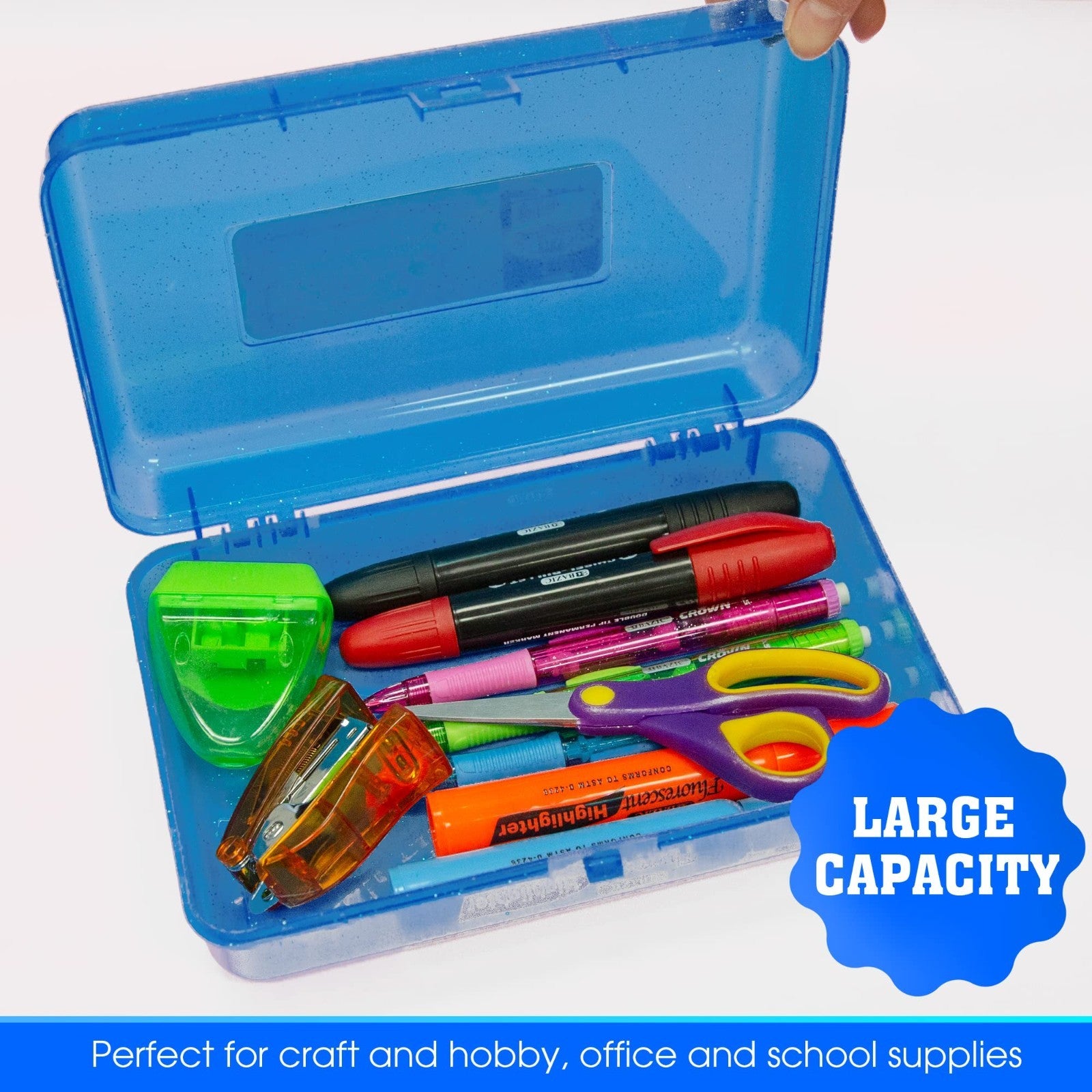 Glitter Multipurpose Pencil Box   Stackable Storage Case for School & Office, 244