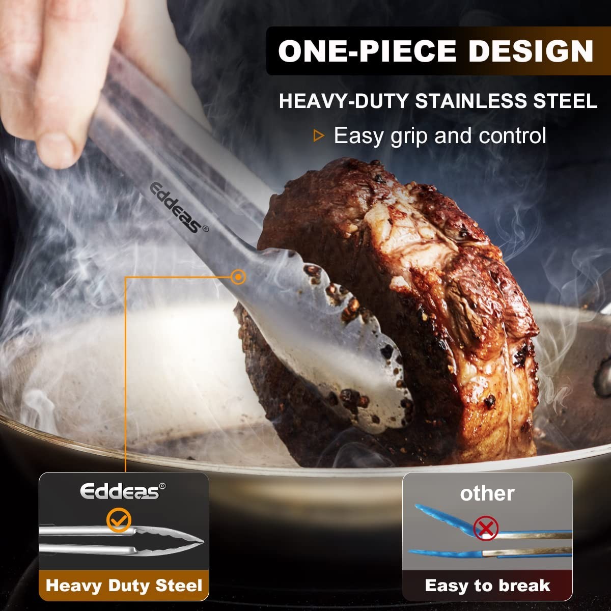 Heat Resistant Metal Tongs Set 3PCS   7, 9, 12 Inch Heavy Duty BBQ Kitchen Tools2