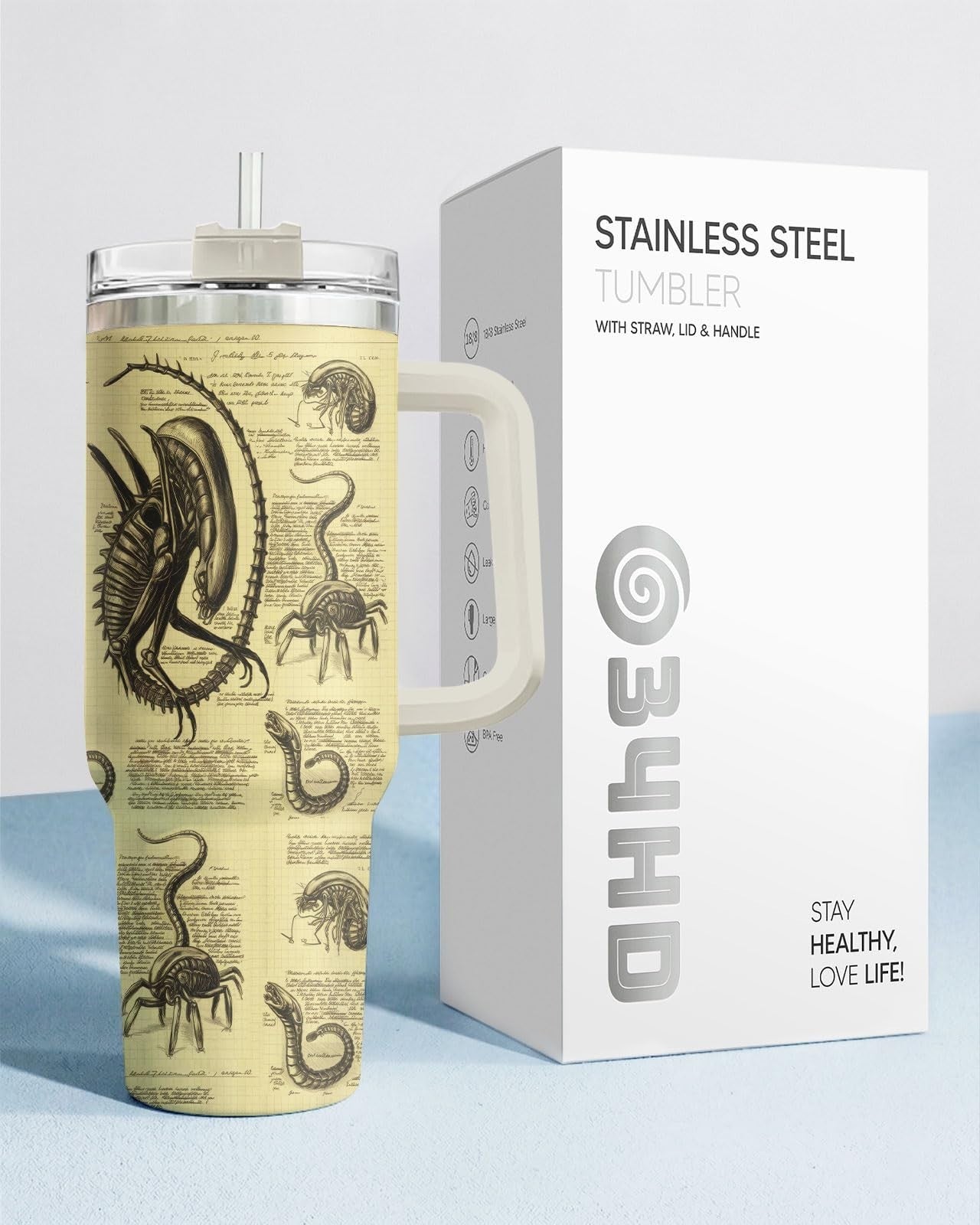 40oz Insulated Stainless Steel Tumbler with Handle & Straw   Horror Movie Gift7