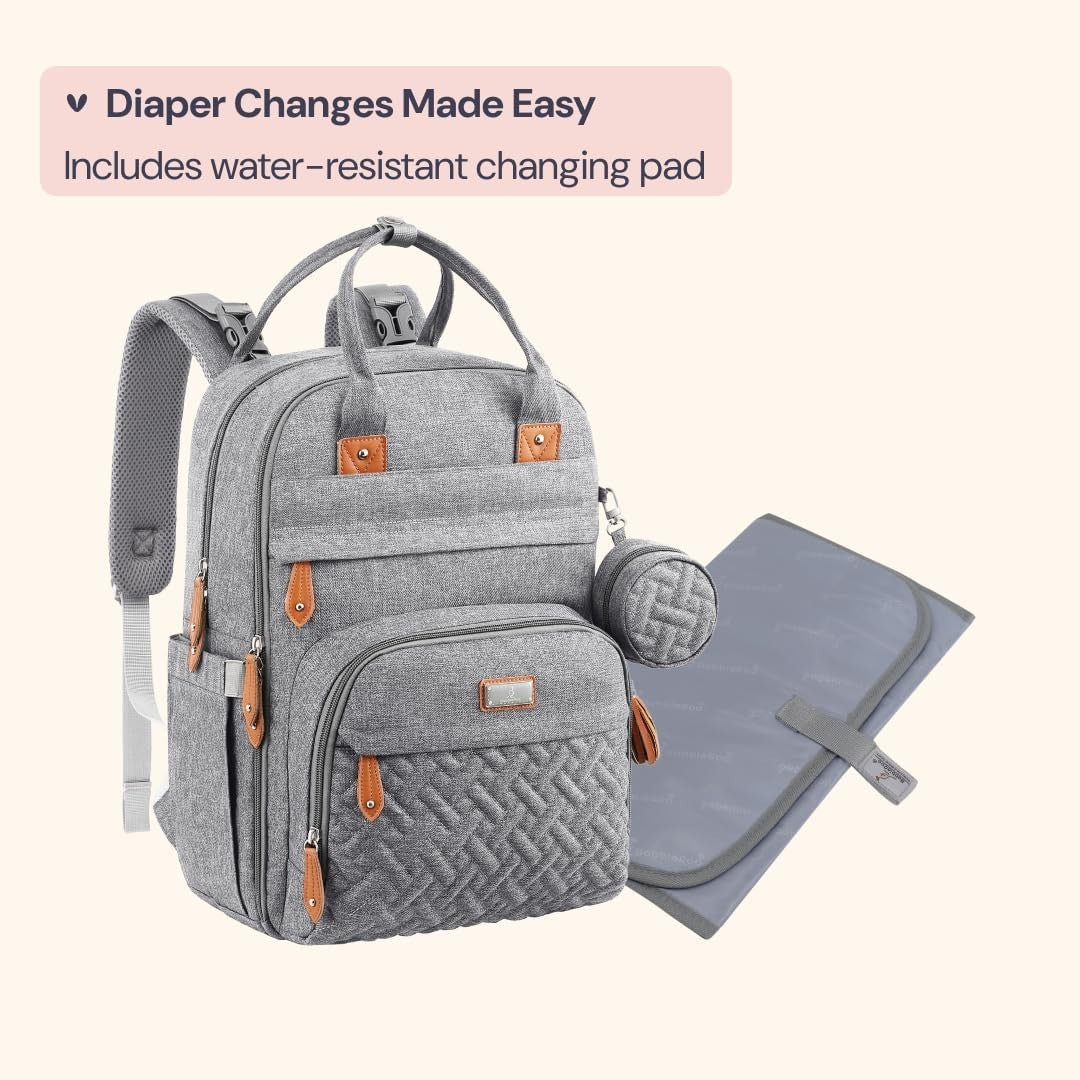 Multi Function Water Resistant Diaper Bag Backpack   Baby Travel Tote, Changing8