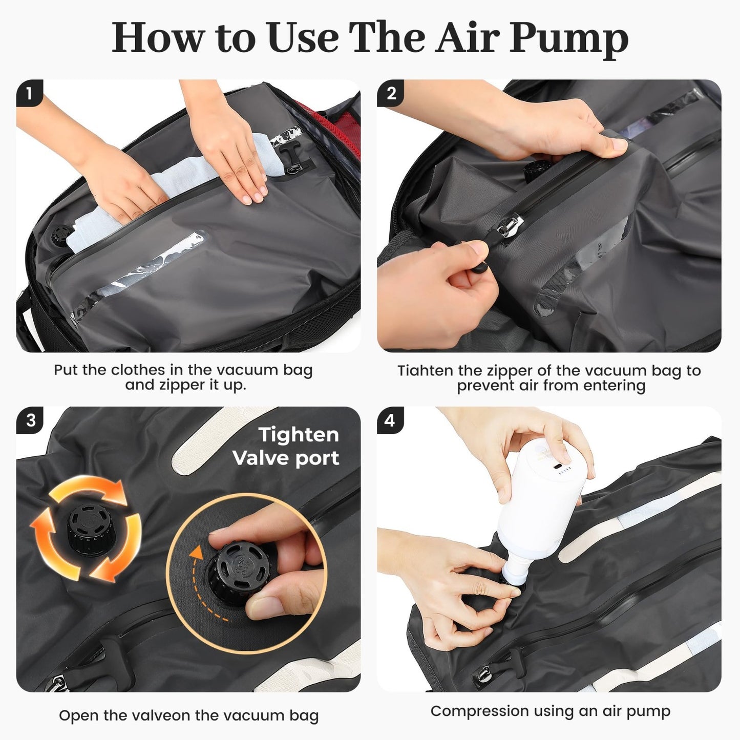 Large 55L Vacuum Seal Travel Backpack with Detachable Compression Bag, Waterproo5