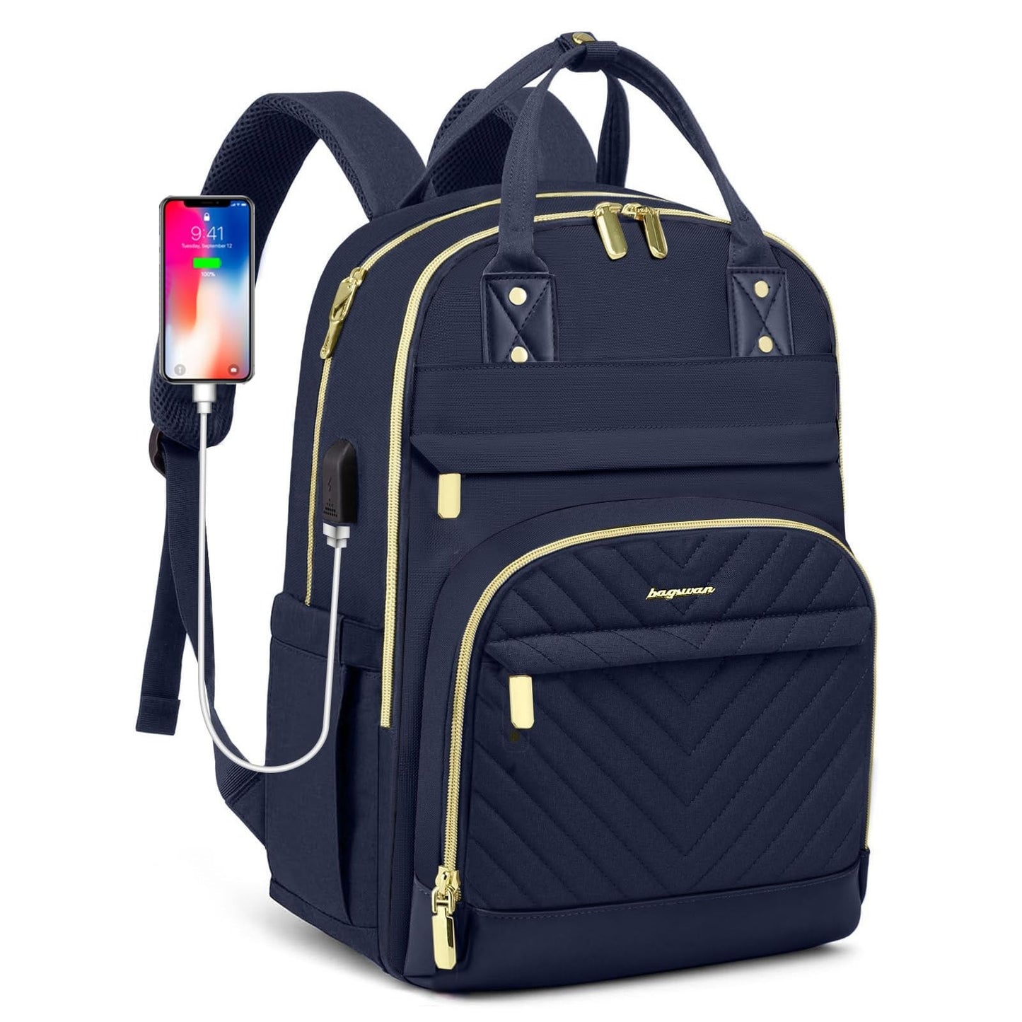 Stylish 15.6" Laptop Backpack for Women   Waterproof Travel Bag with USB Charger1