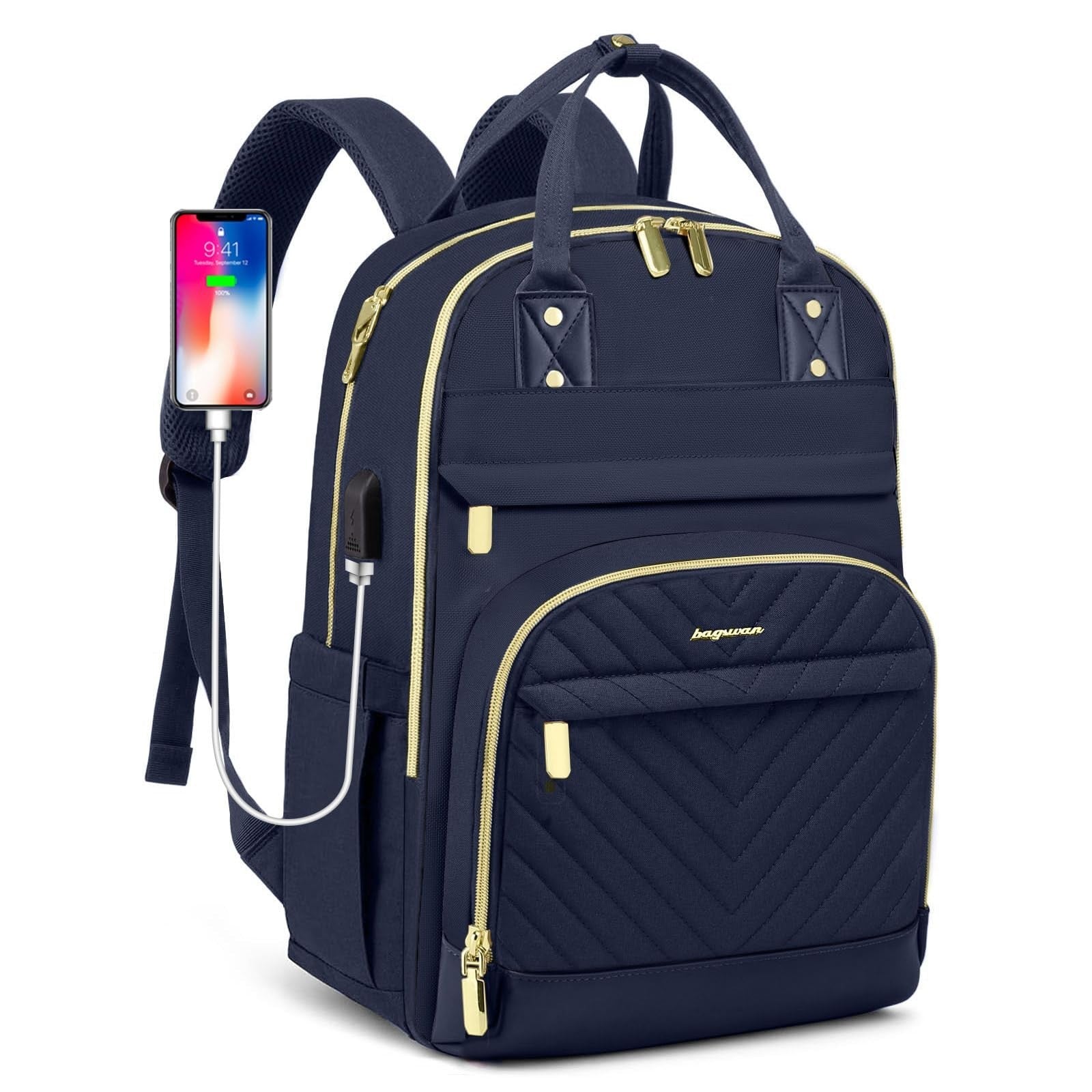 Stylish 15.6" Laptop Backpack for Women   Waterproof Travel Bag with USB Charger1
