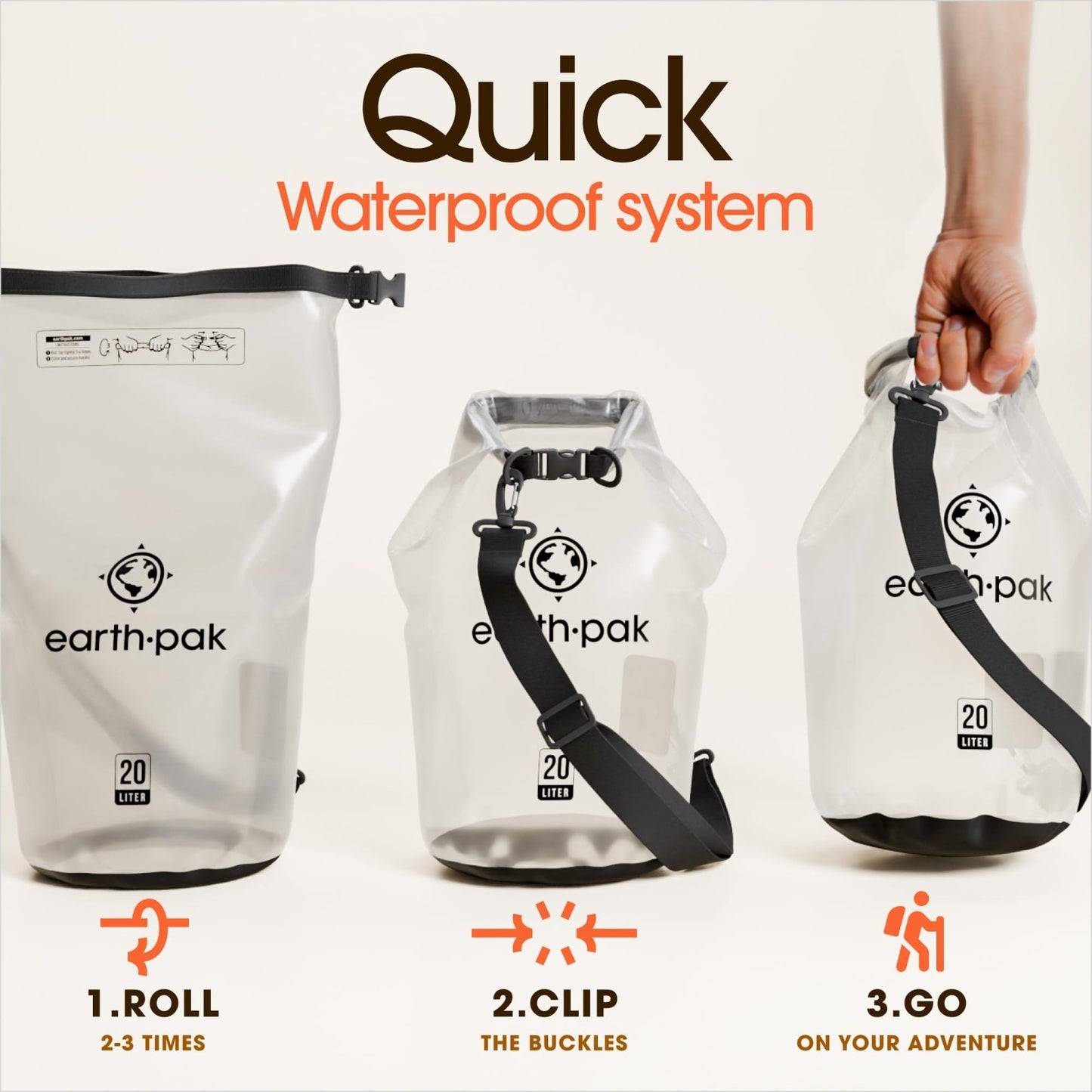 Waterproof Dry Bag Backpack   Roll Top Sack for Kayaking & Gear Storage, Phone C4