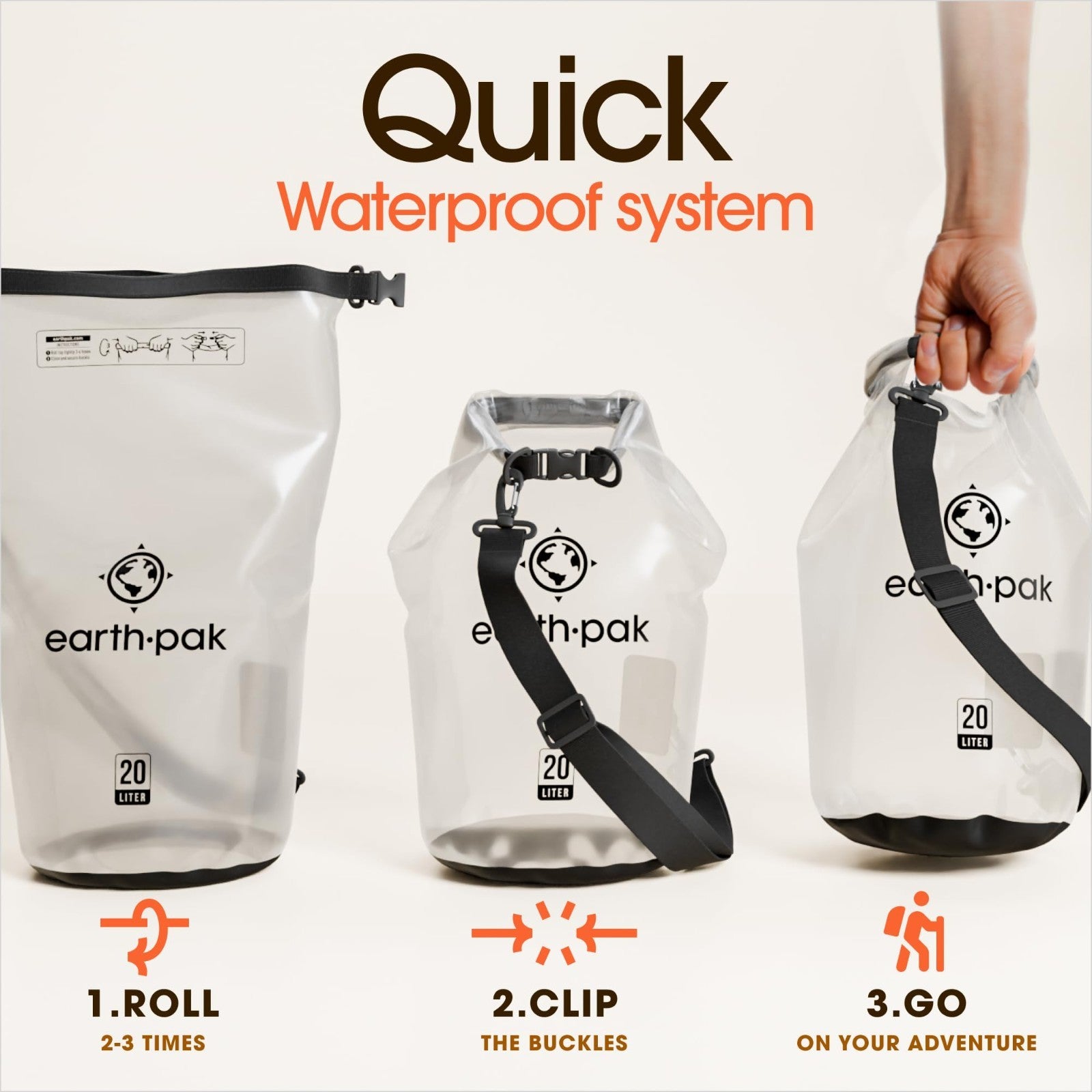 Waterproof Dry Bag Backpack   Roll Top Sack for Kayaking & Gear Storage, Phone C4