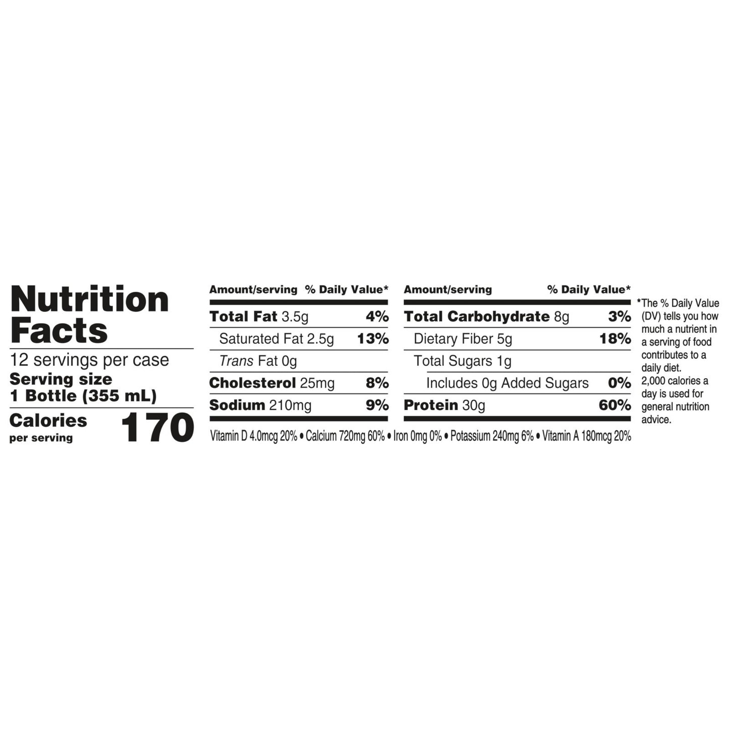 High Protein Strawberry Shake, Ready to Drink, 30g Protein, 5g Prebiotic Fiber,2