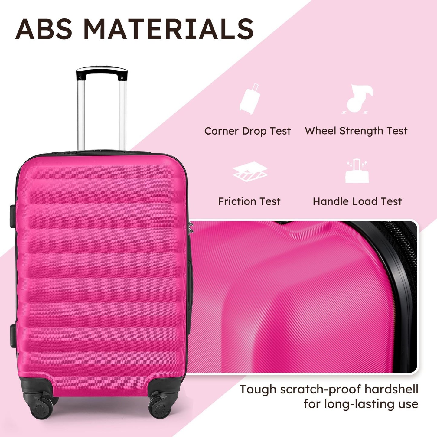 3 Piece Hardshell Luggage Set with Spinner Wheels & 6 Packing Bags (20/24/28")2