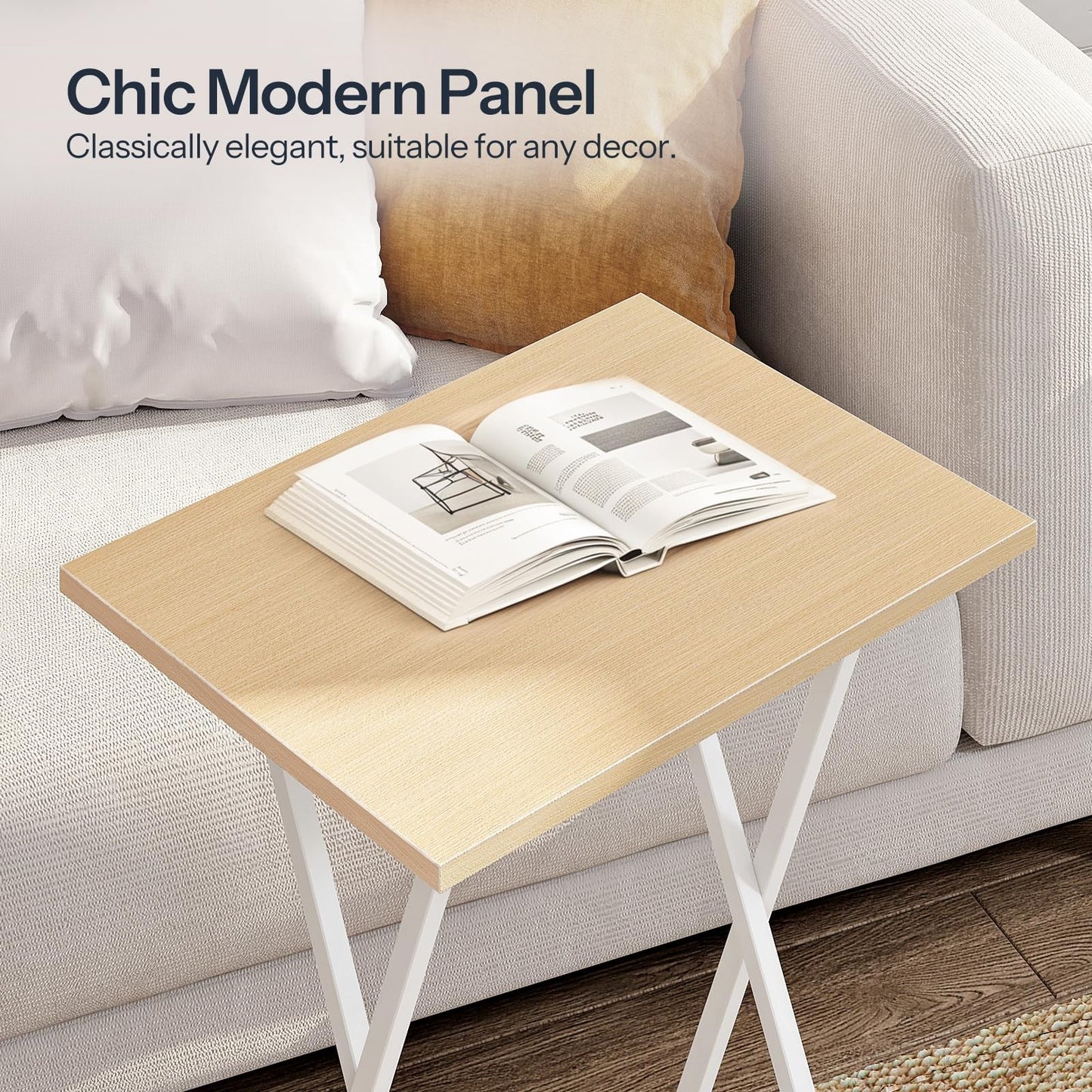 Folding TV Tray Tables Set of 2 - Industrial Snack Tables for Small Spaces, Easy6