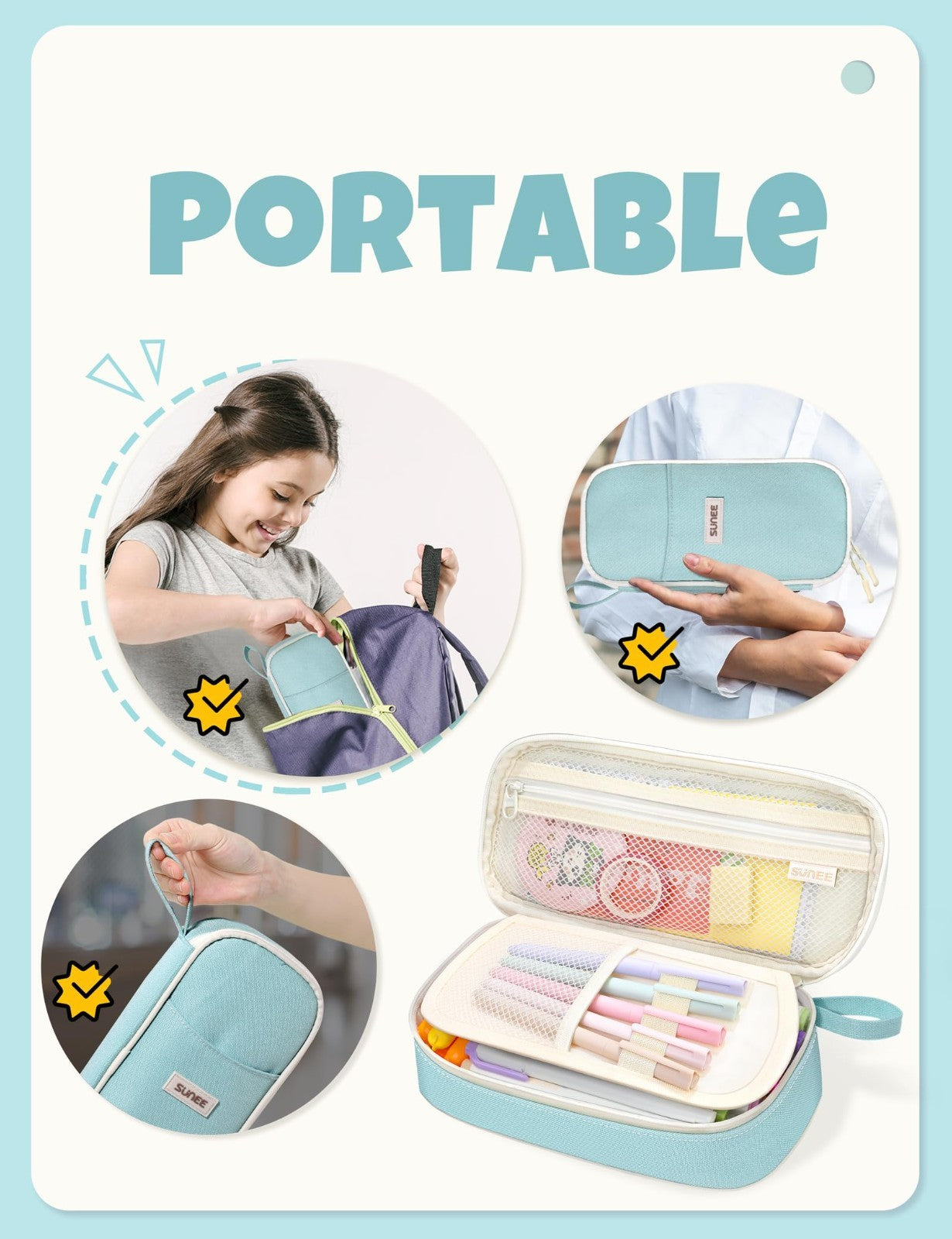 Cute Aesthetic Pencil Case   Large Zippered Pen Pouch, Kawaii Stationery Organiz5
